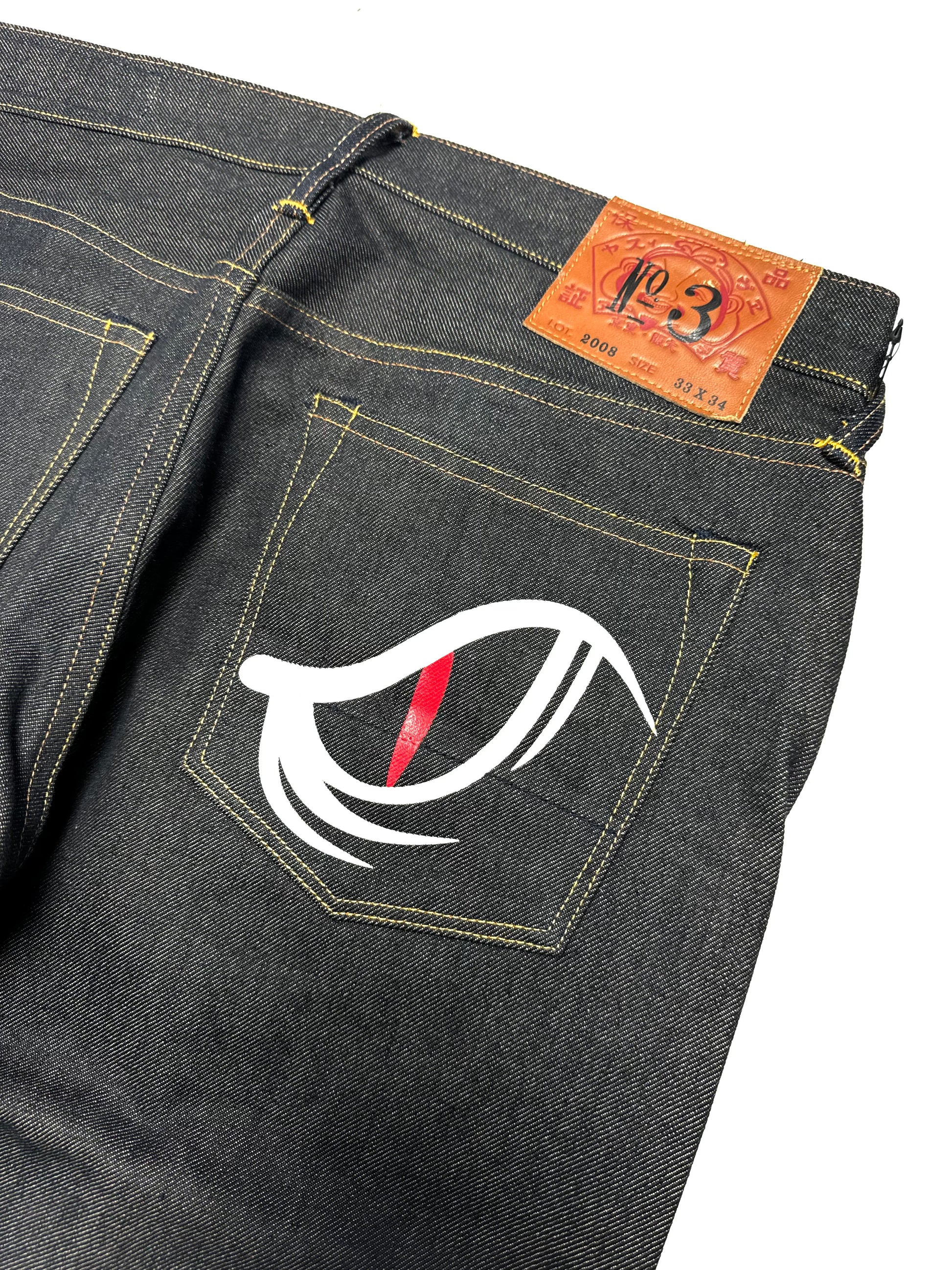 Evisu No.3 EYE Pocket Straight Raw Denim Jean