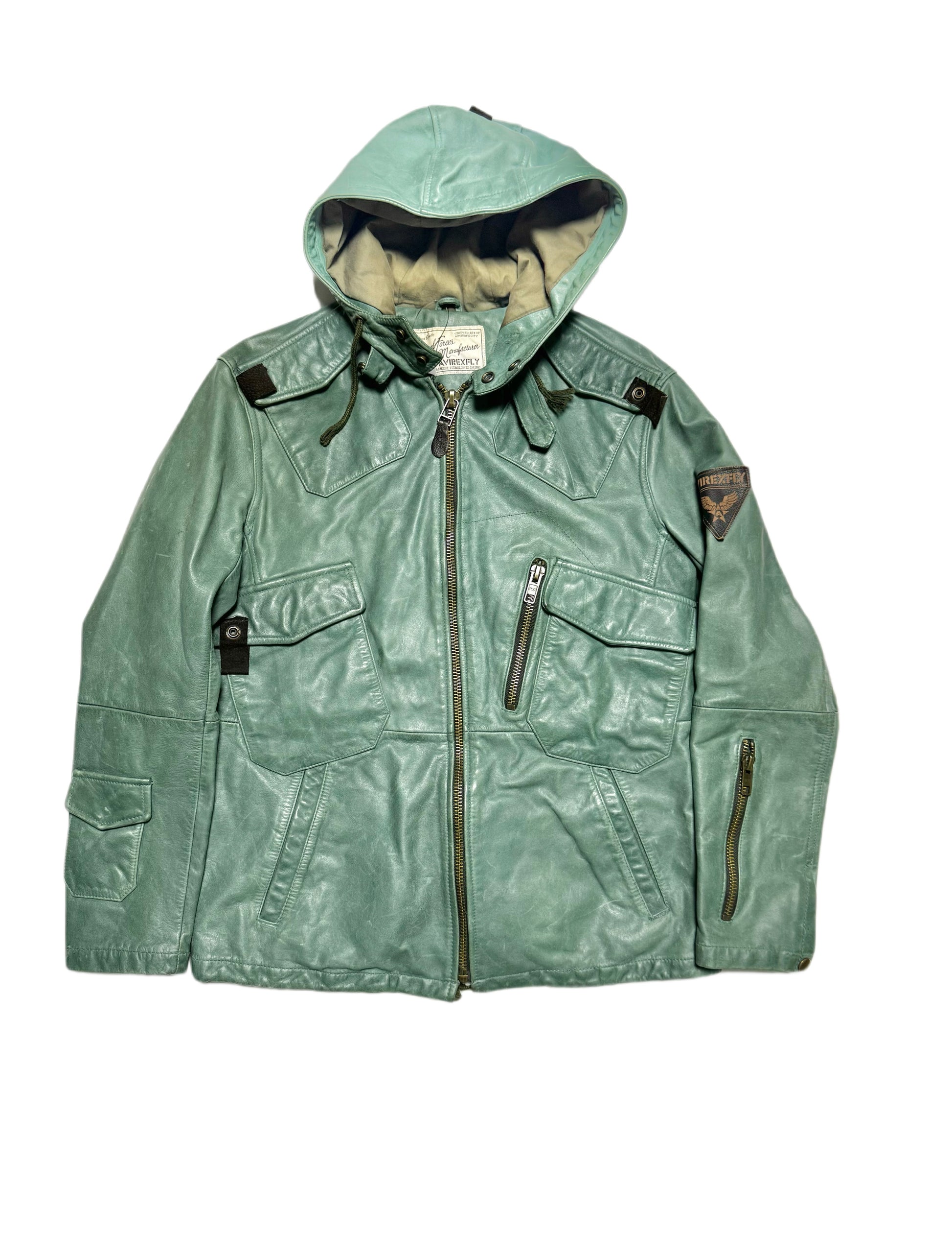 Avirex Green Leather Pilot Fly Jacket