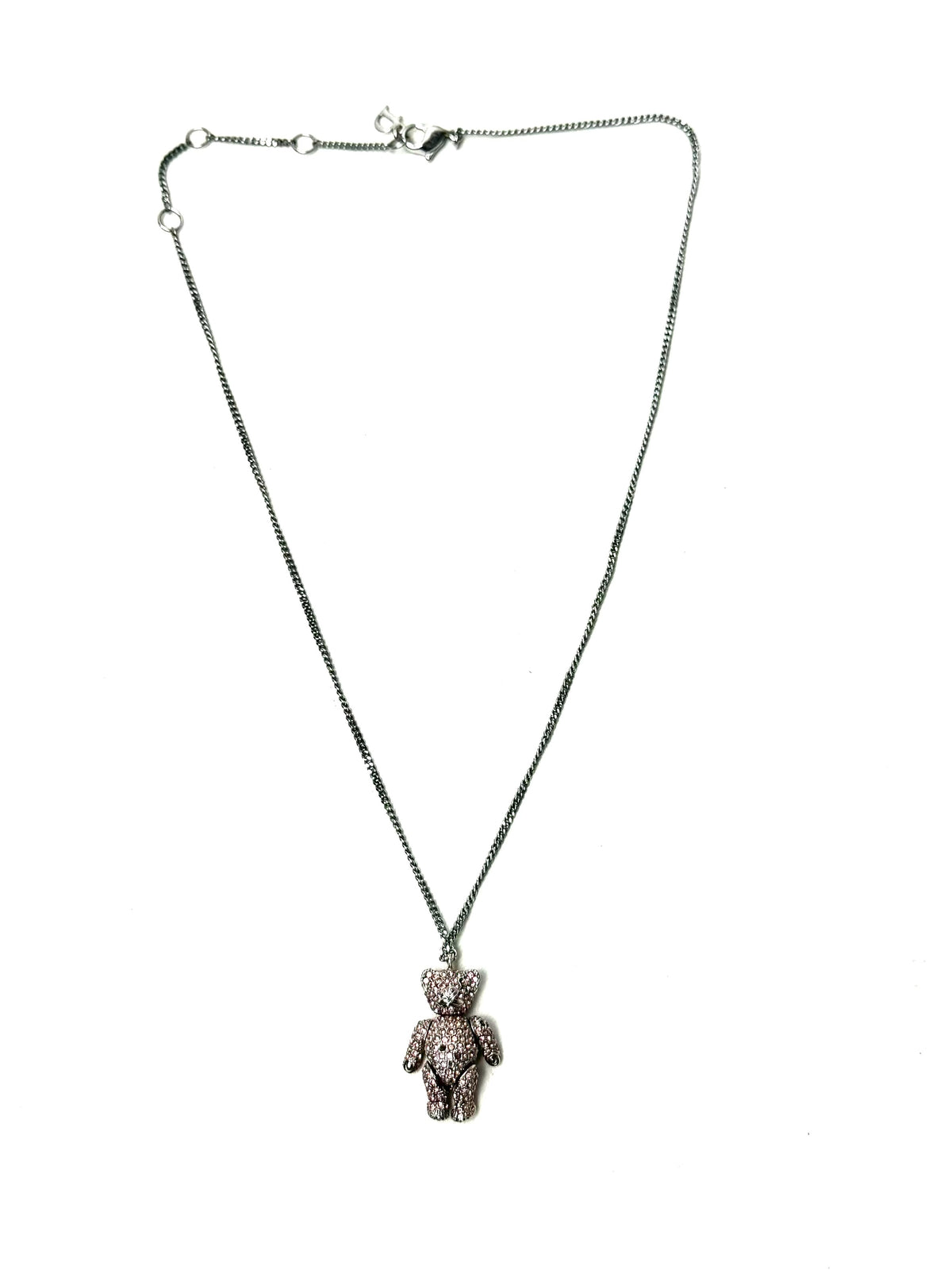 Christian Dior Teddy Bear Rhinestones Necklace Pendant
