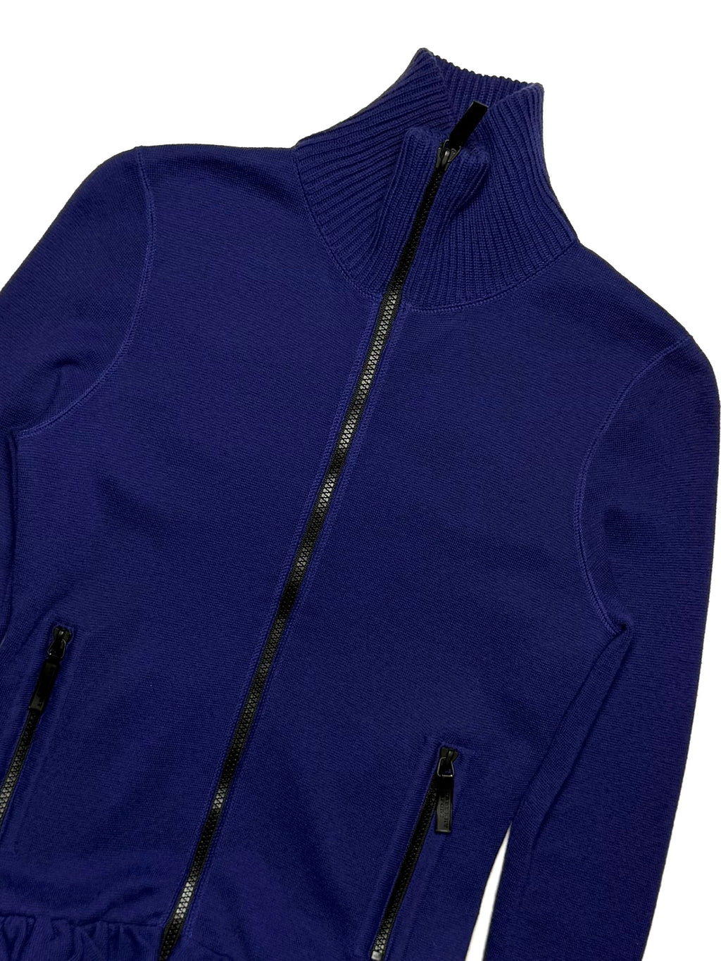BURBERRY Sport Navy Zip Up Ruffle Hem Jacket