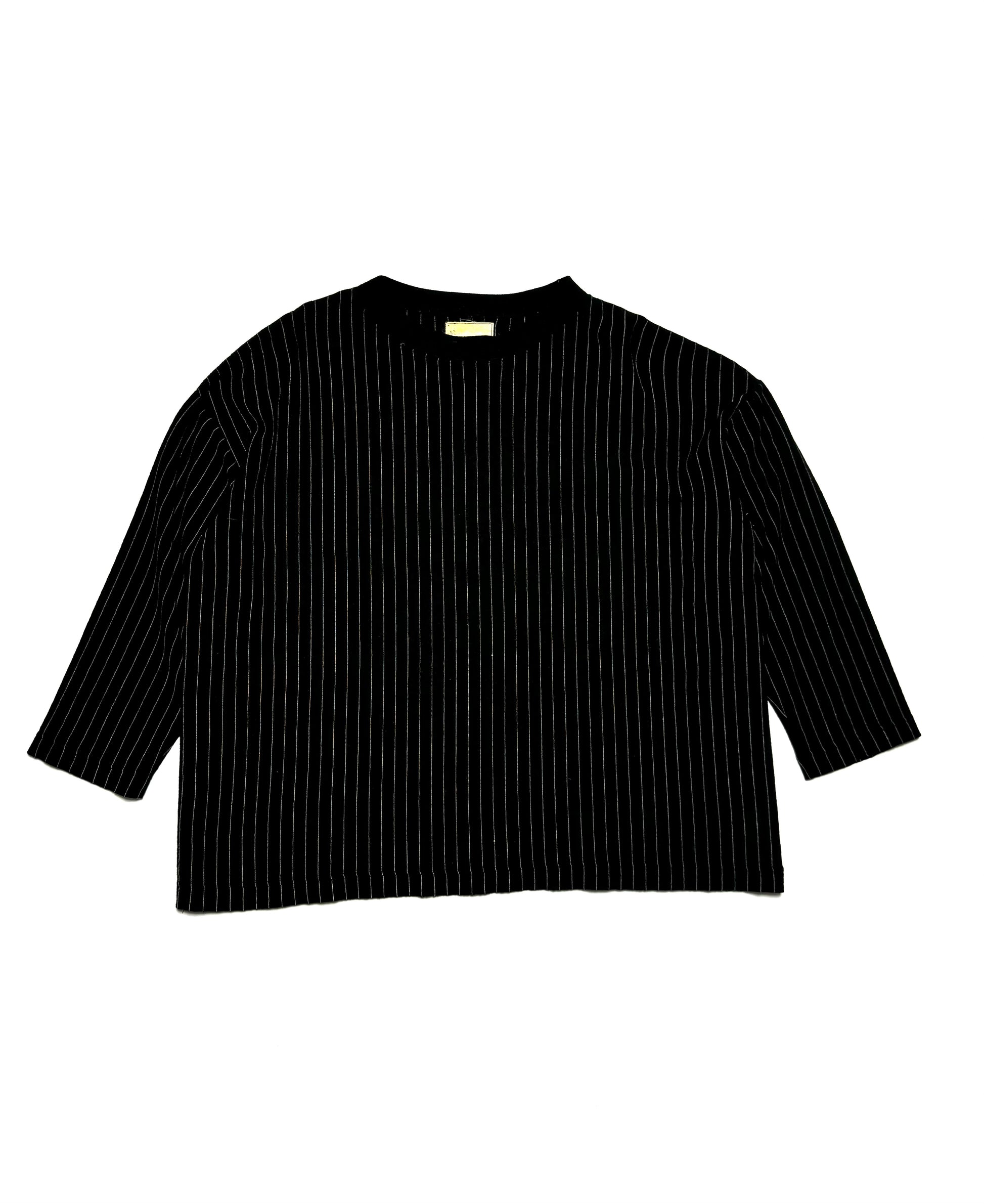 Y's Yohji Yamamoto Black Wool Stripe Long Sleeve 90s