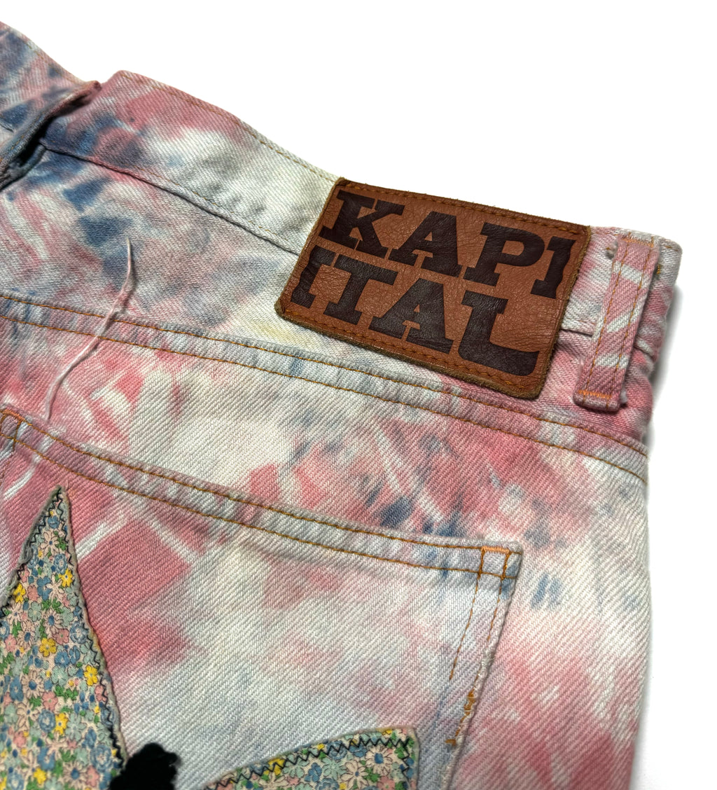 Kapital Papillon Dyed Patched Flared Jean