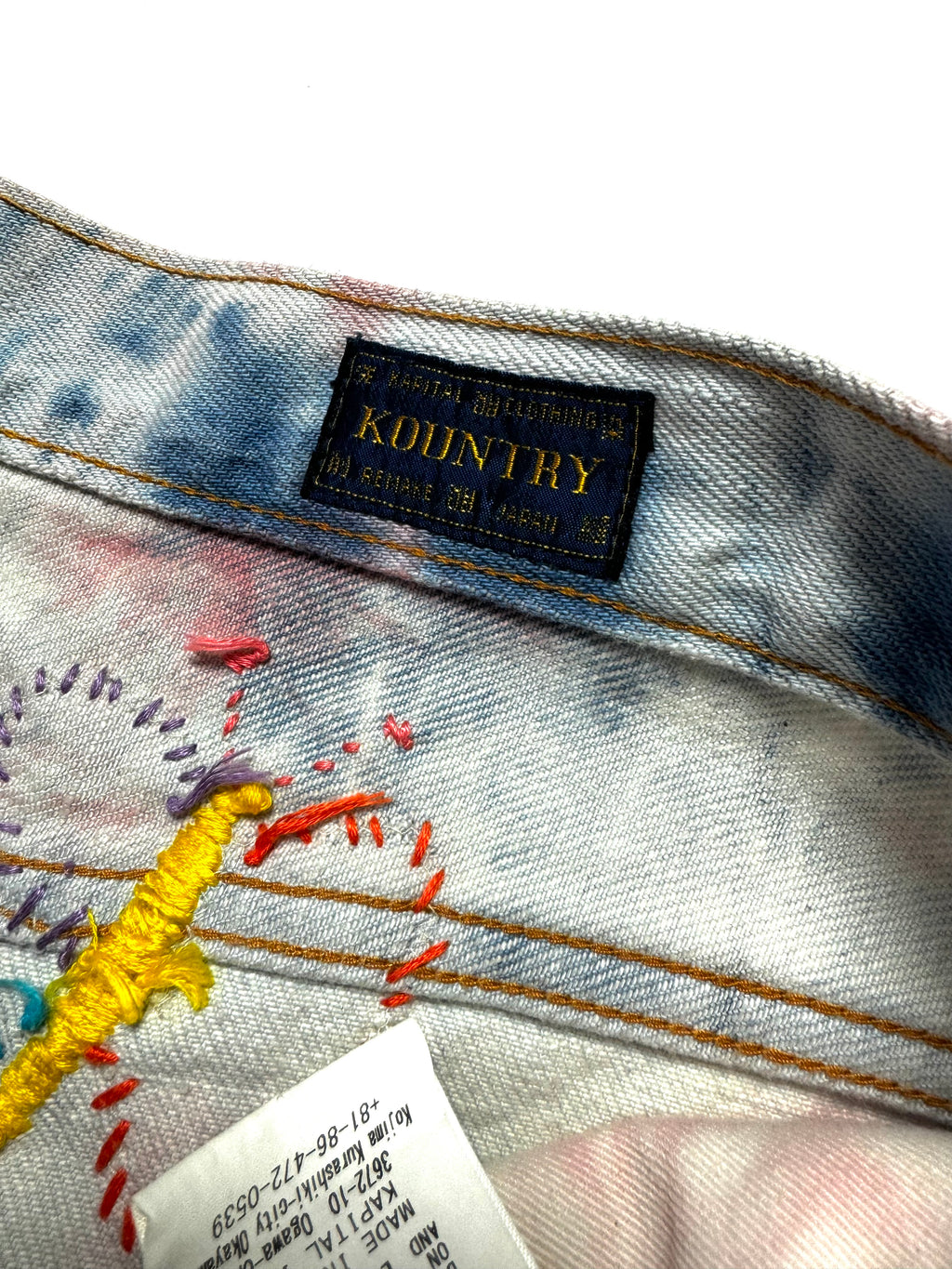 Kapital Papillon Dyed Patched Flared Jean