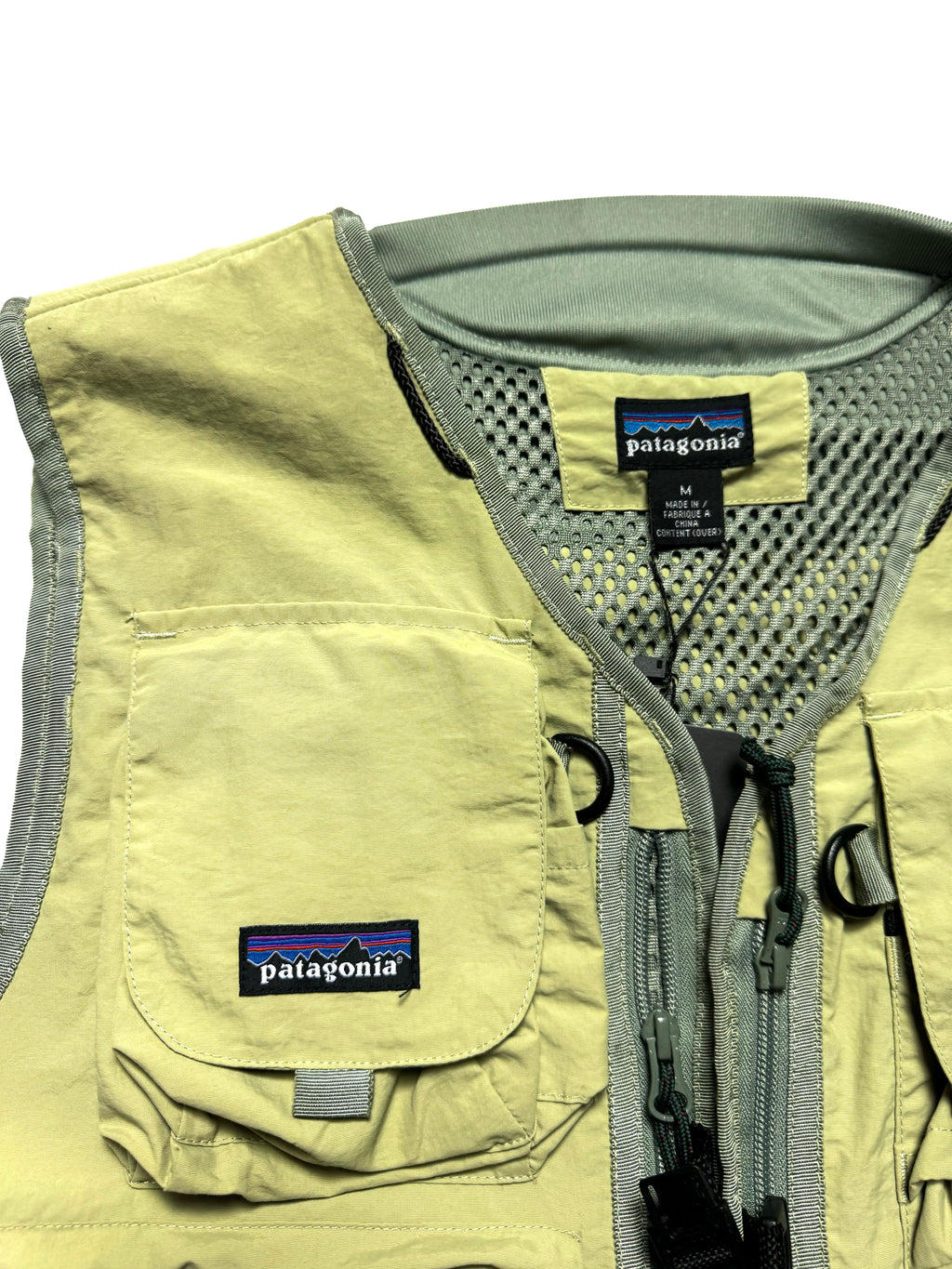 Patagonia Fishing Vest Beige Green Mesh Multi Pocket Outdoor