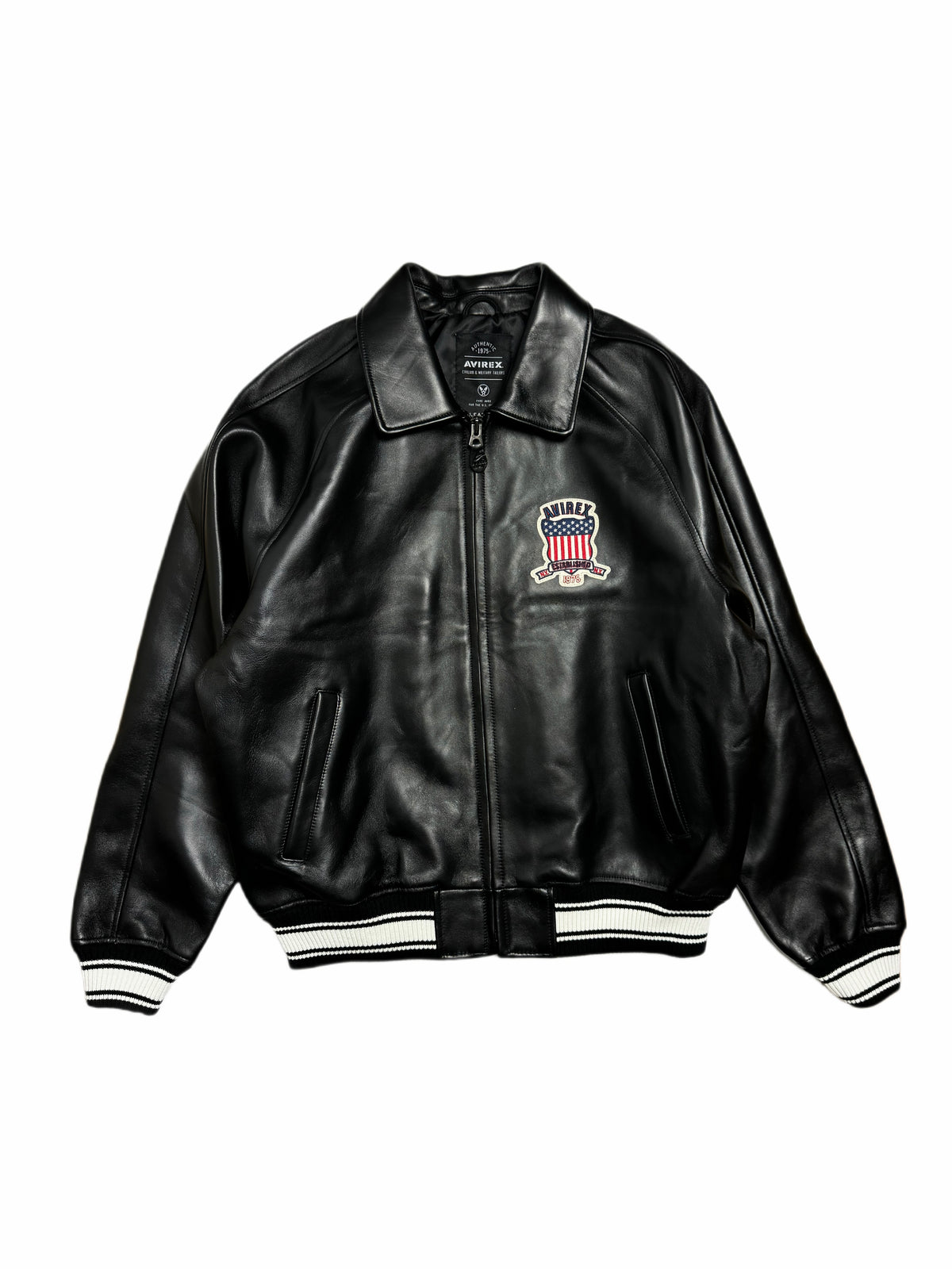 Avirex Varisty Black Leather Jacket
