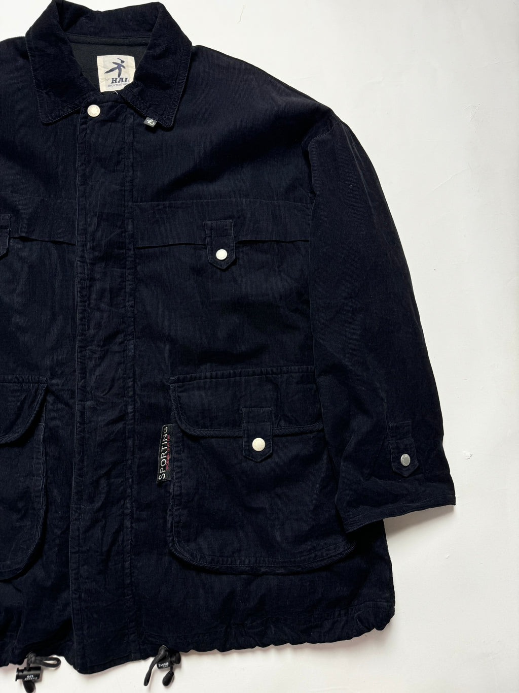 Issey Miyake Hai Sport Black Corduroy Coat 80s