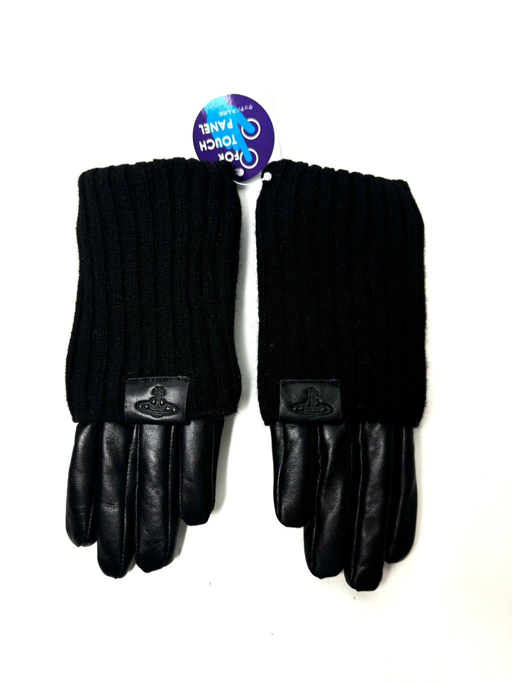Vivienne Westwood Black Leather Wool Touch Fingertip Glove