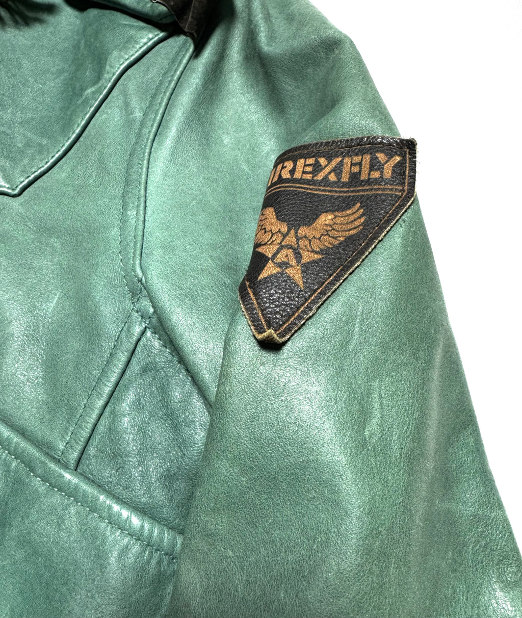 Avirex Green Leather Pilot Fly Jacket
