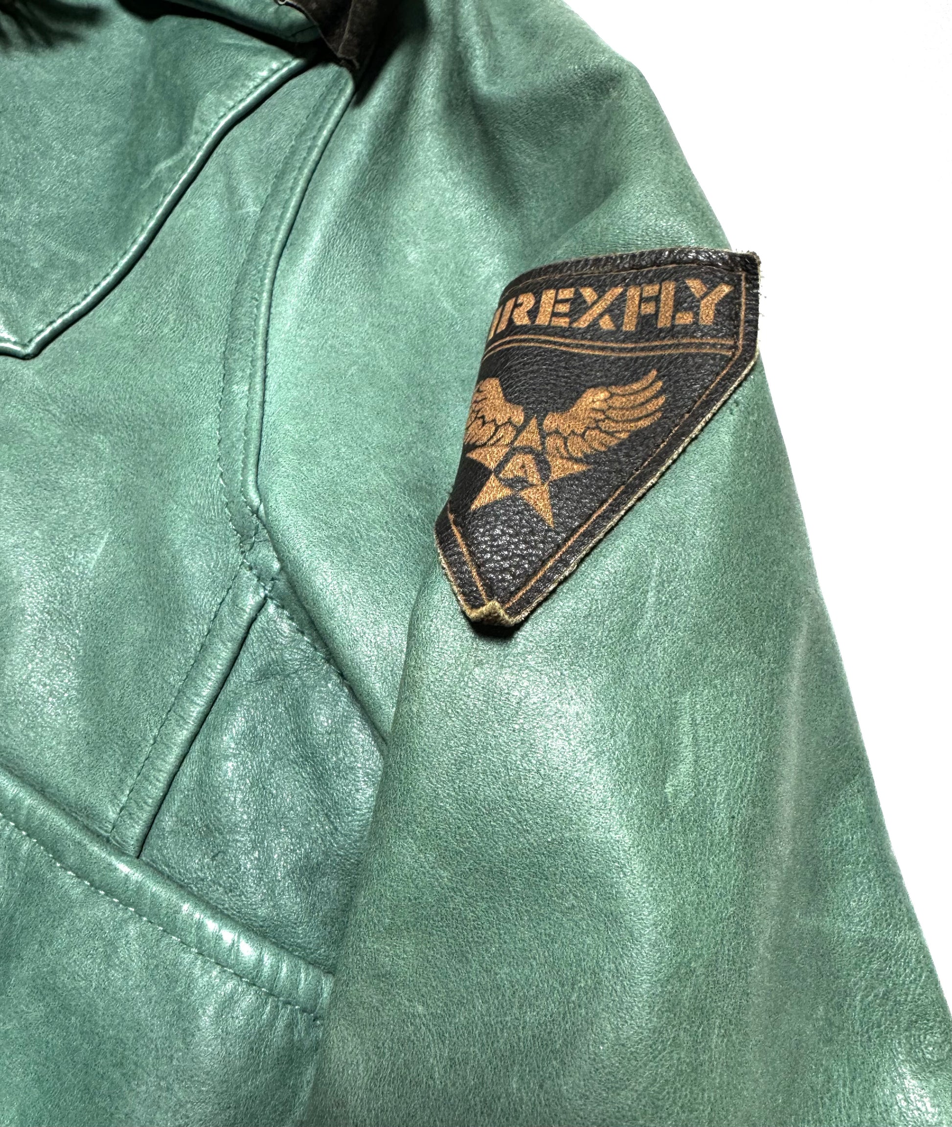 Avirex Green Leather Pilot Fly Jacket