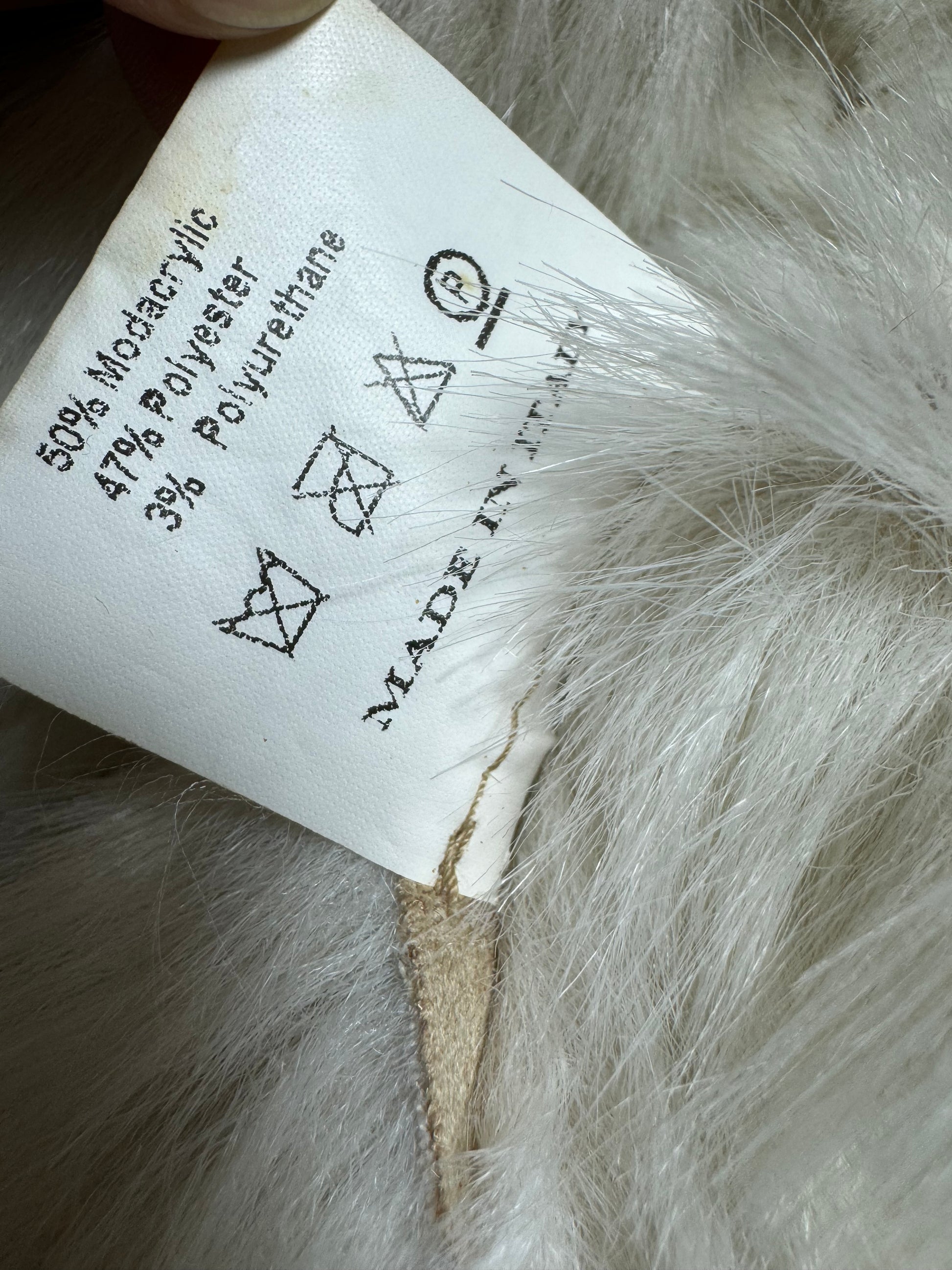 Guess Pale Beige Fur Coat Jacket 90s