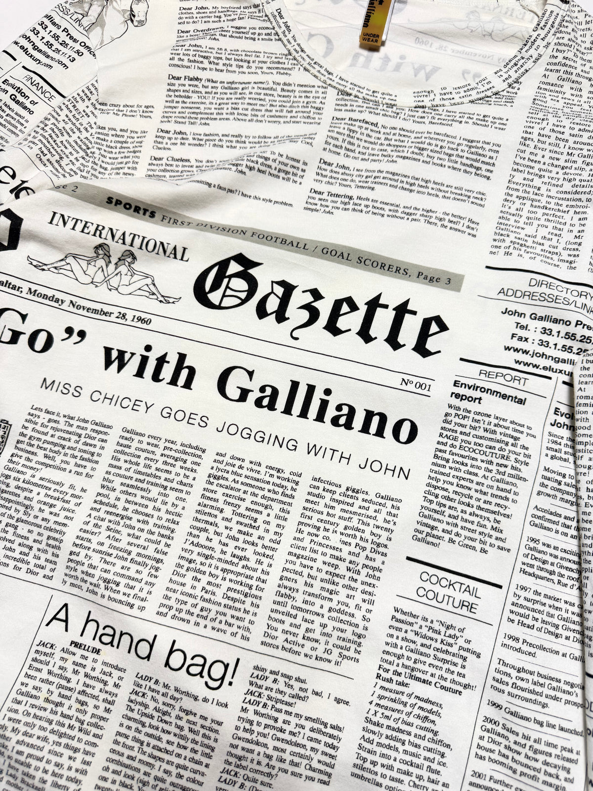 John Galliano 00s White Newspaper Long Sleeve