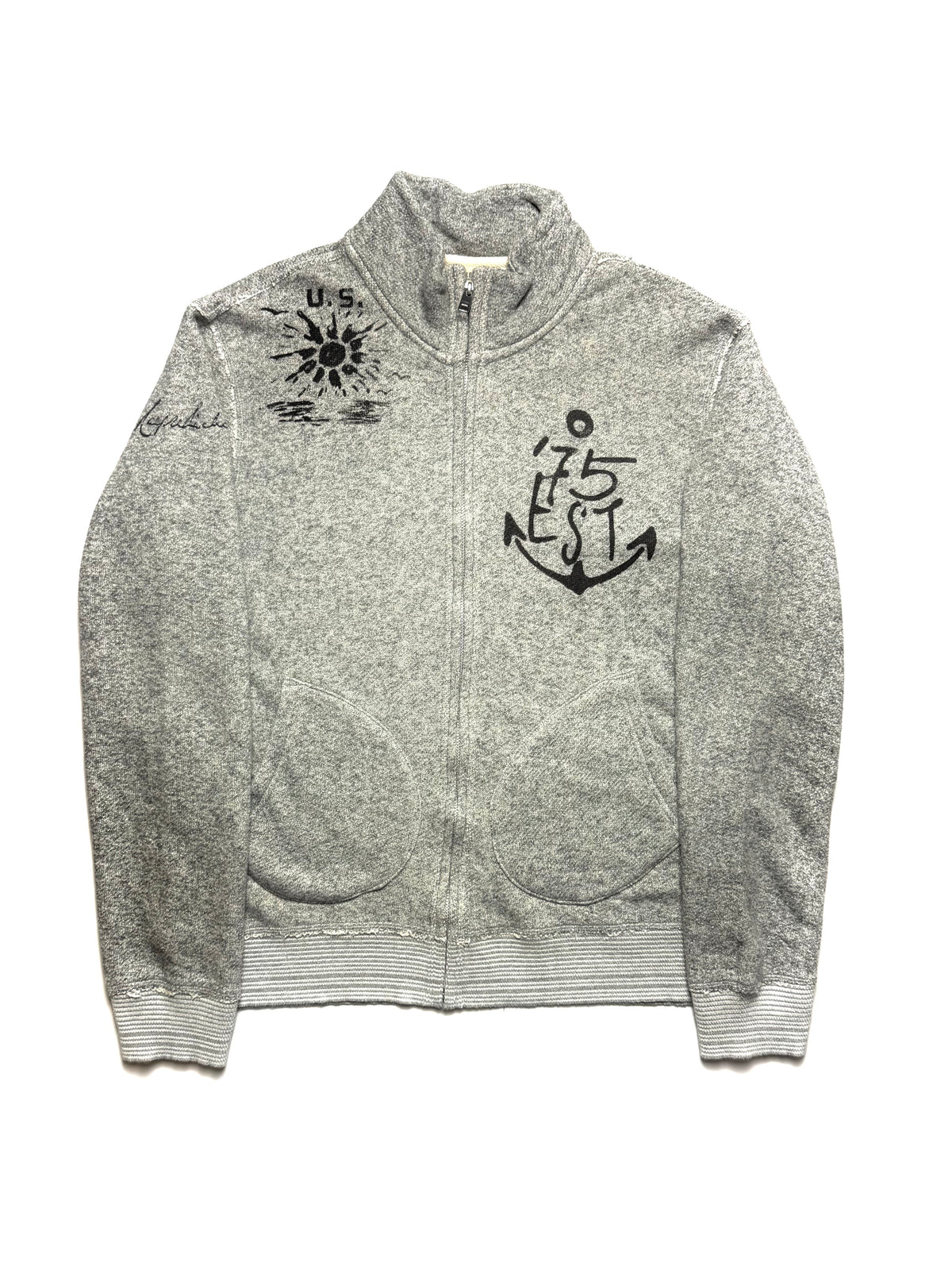AVIREX Grey Zip Up Cardigan