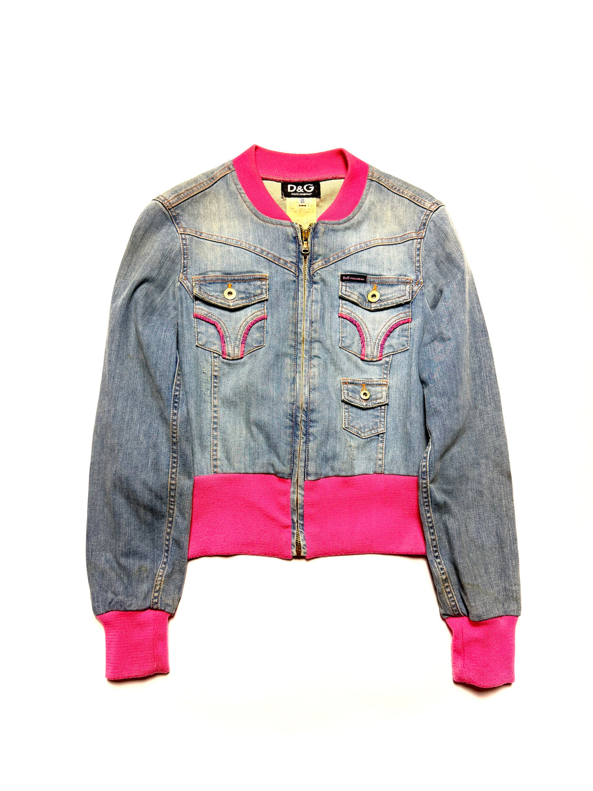D&G Denim Pink Ribbed Trim 2003 Jacket