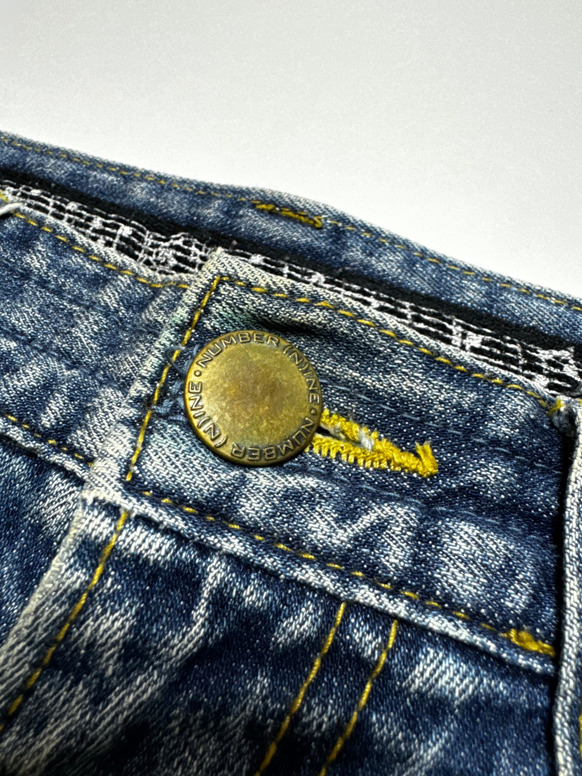 Number Nine x Loveless Guild Prime Music Symbols Patch Distressed Jean