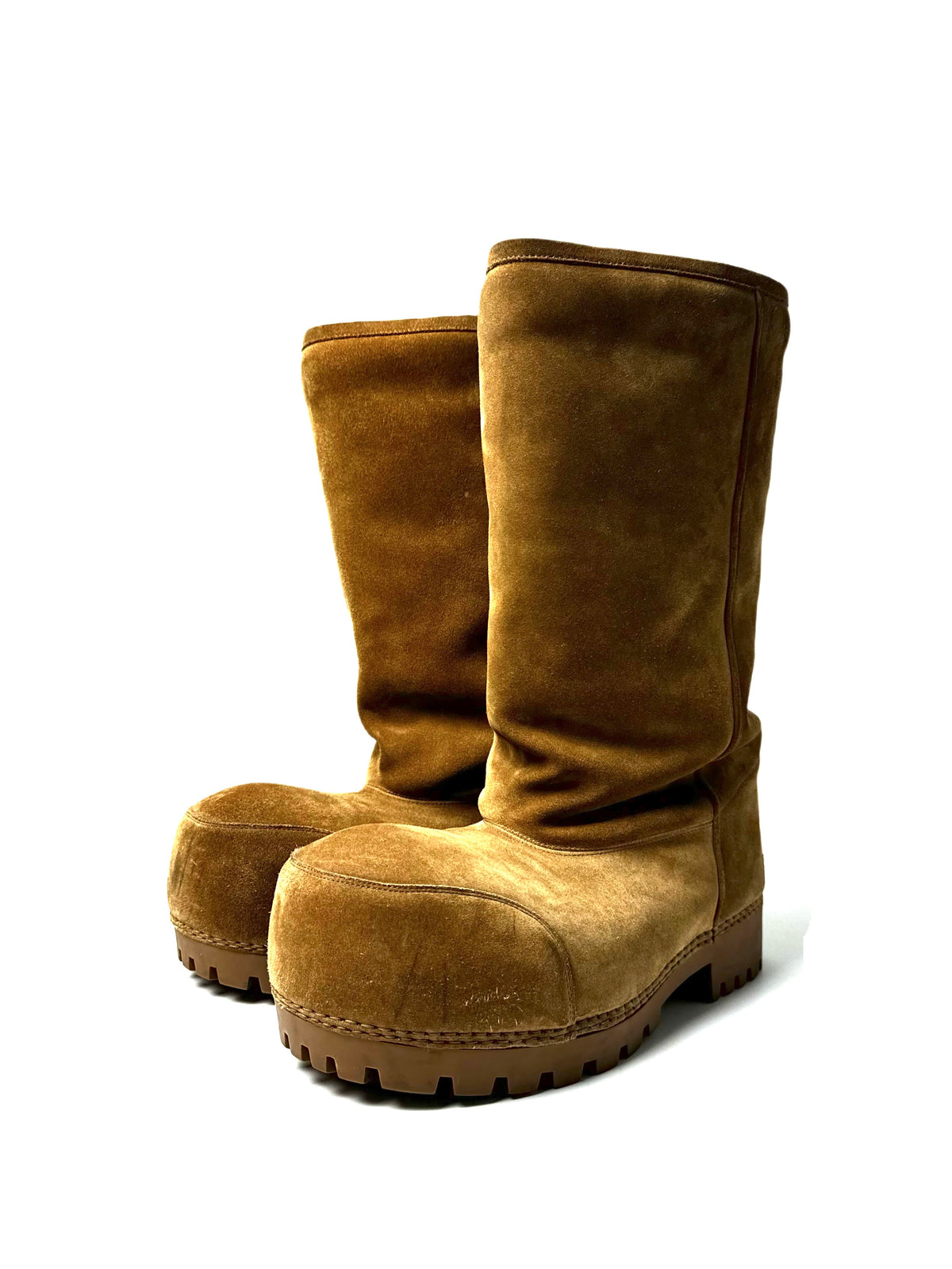 Balenciaga Brown Alaska Faux Shearling-Lined Suede Boots