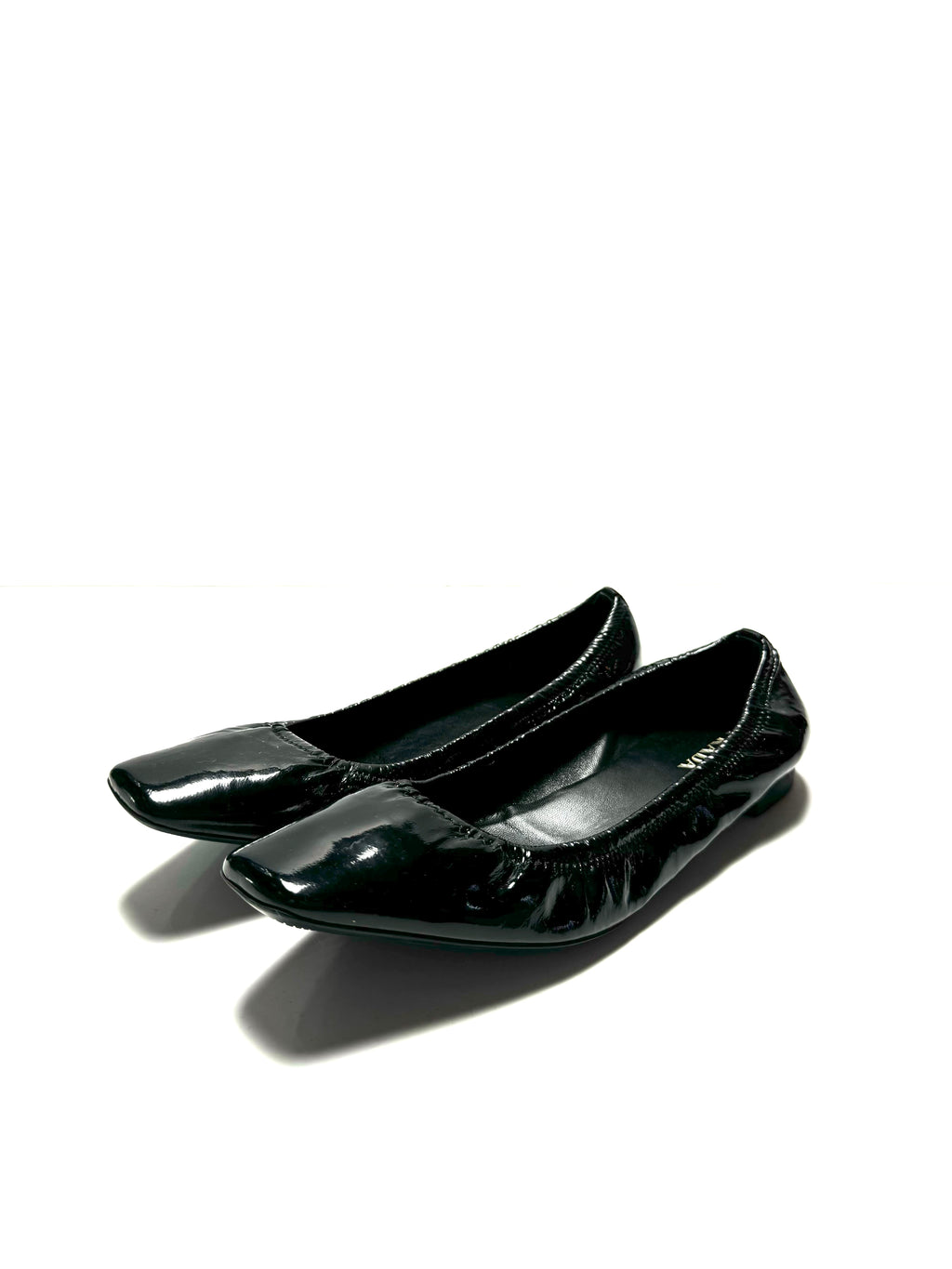 Prada Black Patent Leather Square-toe Ballet Flats