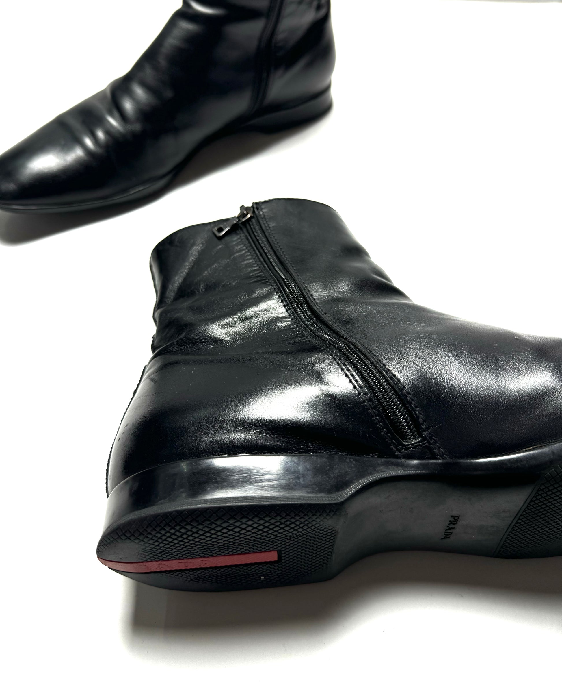 Prada Linea Rossa Black Leather Boot