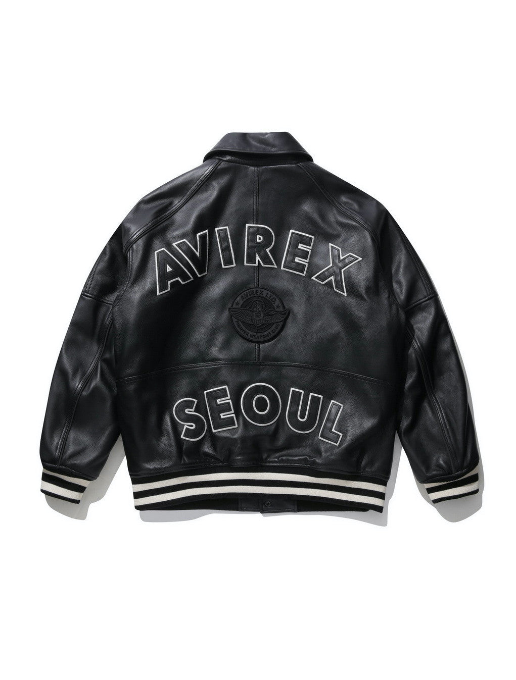 Avirex x Customellow Varisty Black Leather Jacket Limited Edition