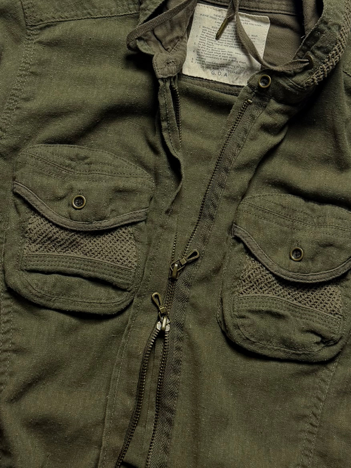 G.O.A Army Green Hood Zip Jacket 2000s