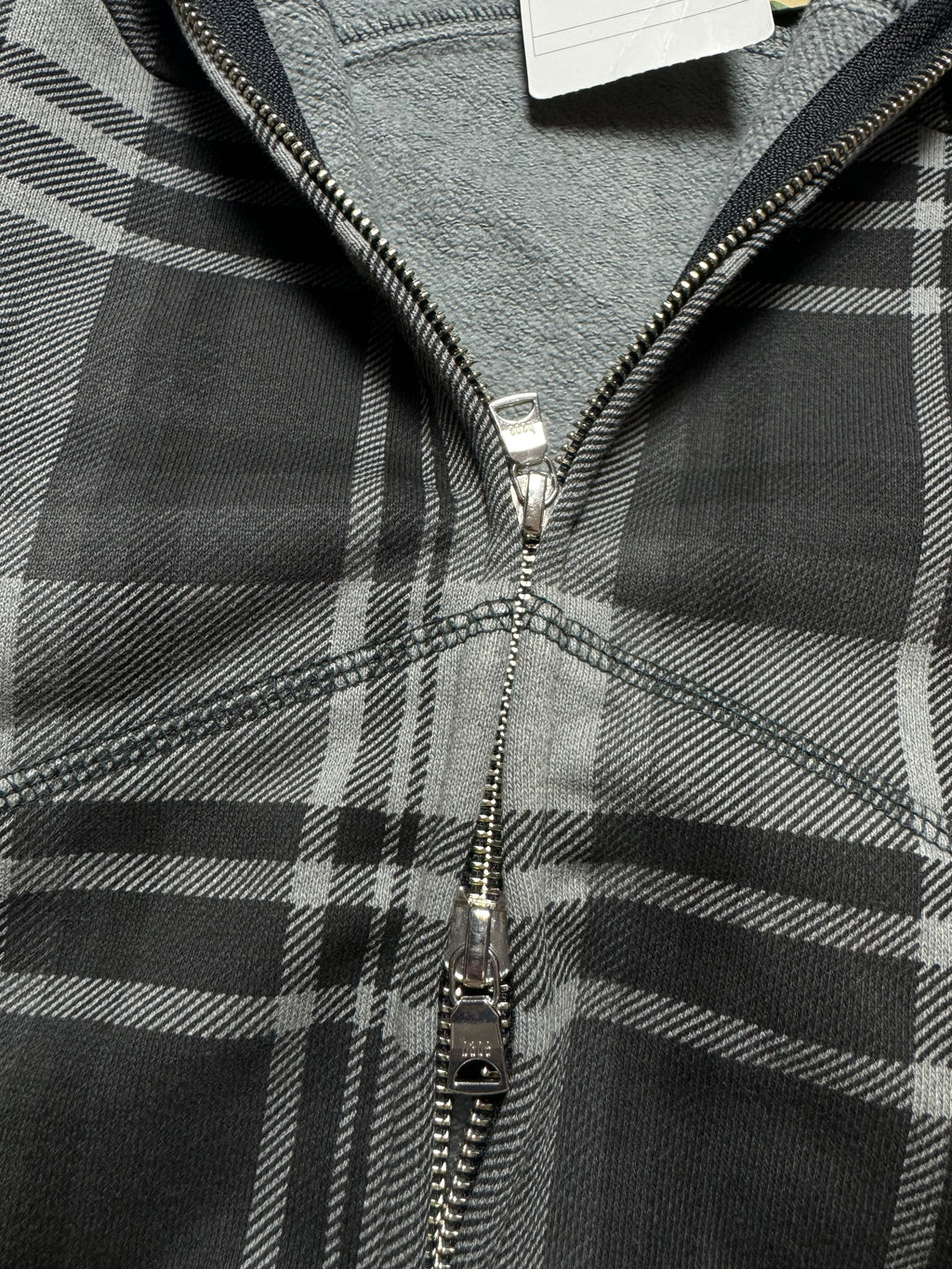 BAPE Dark Gray Check Plaid Full Zip Hoodie 2010s