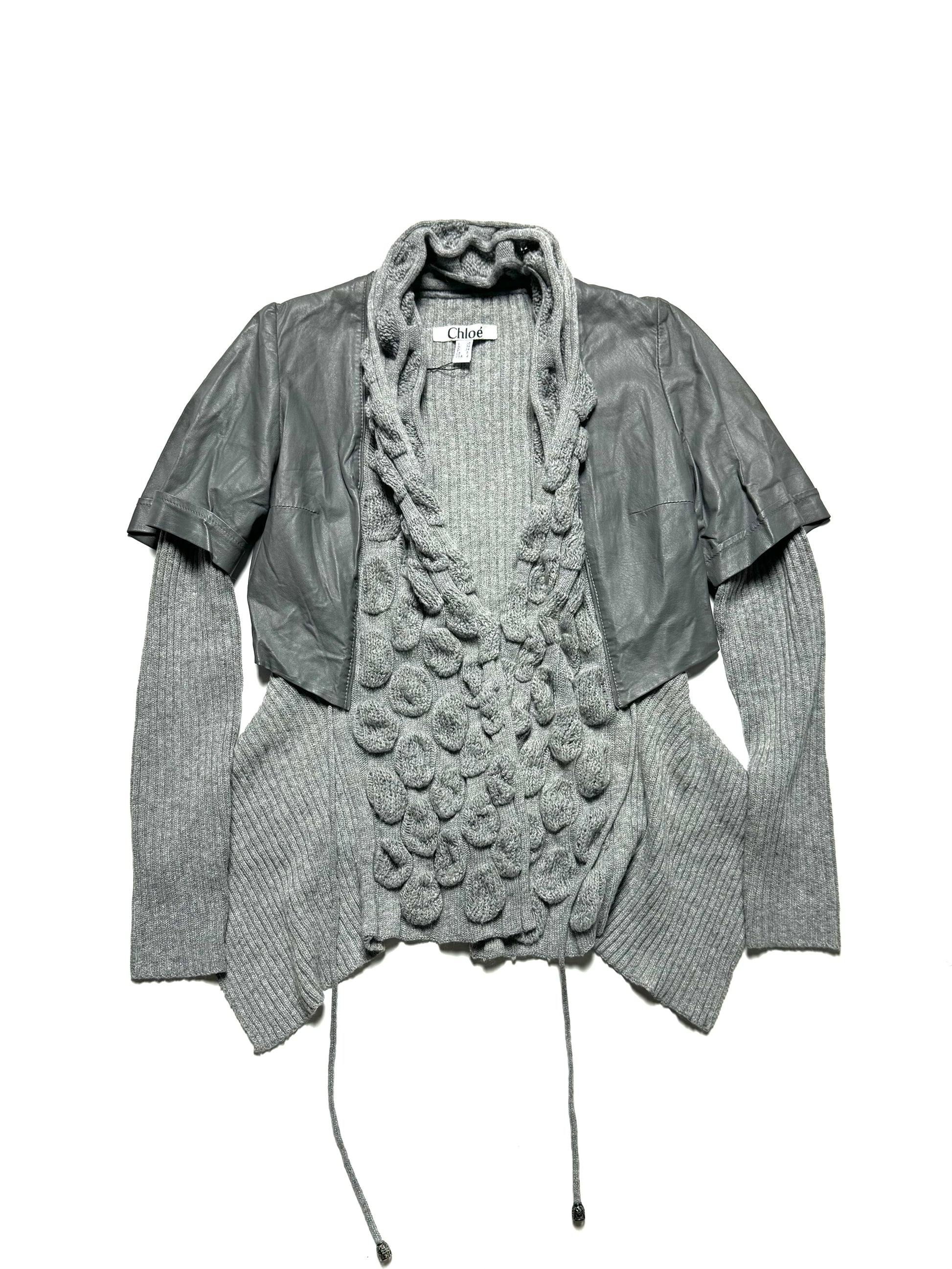 Cholé Double Layered Knit Leather Cardigan
