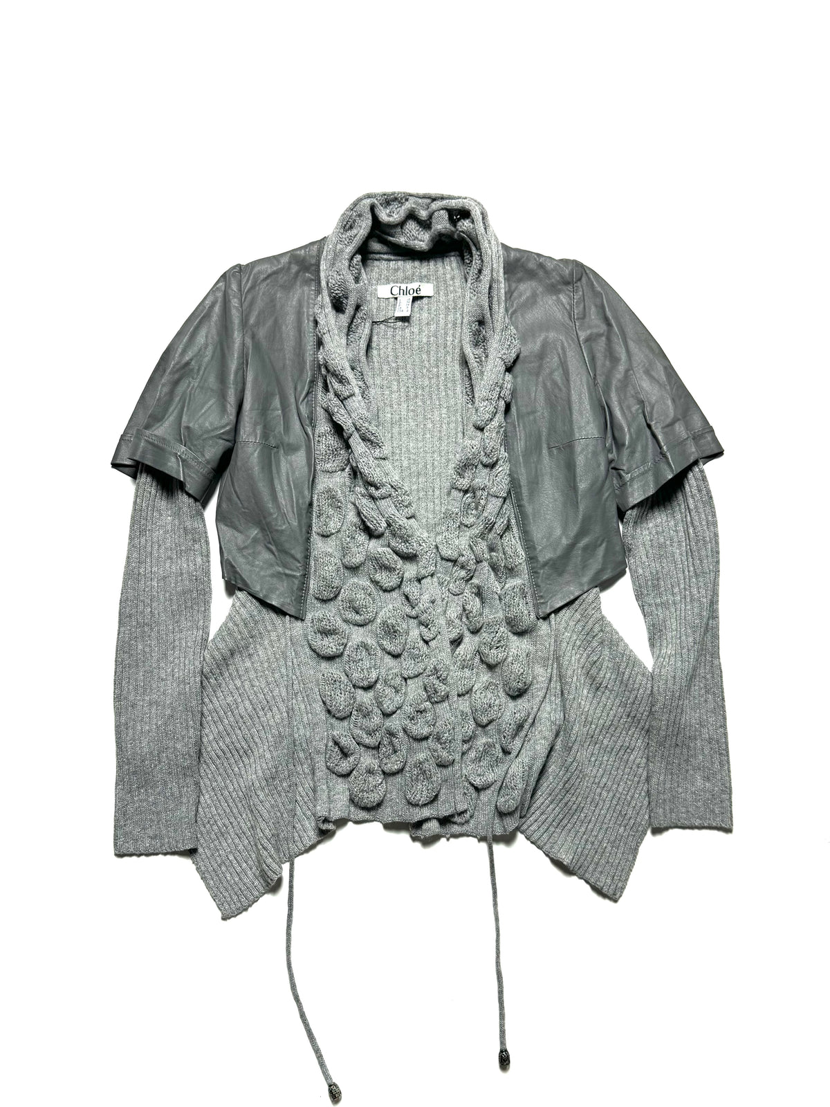 Cholé Double Layered Knit Leather Cardigan