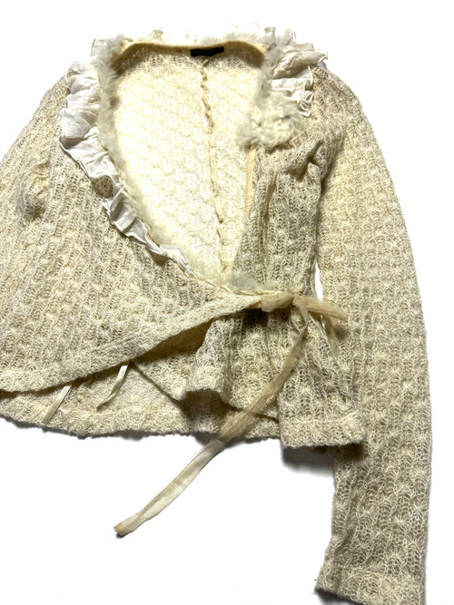 Alexander McQueen Ruffled Fur Collar Knit Top