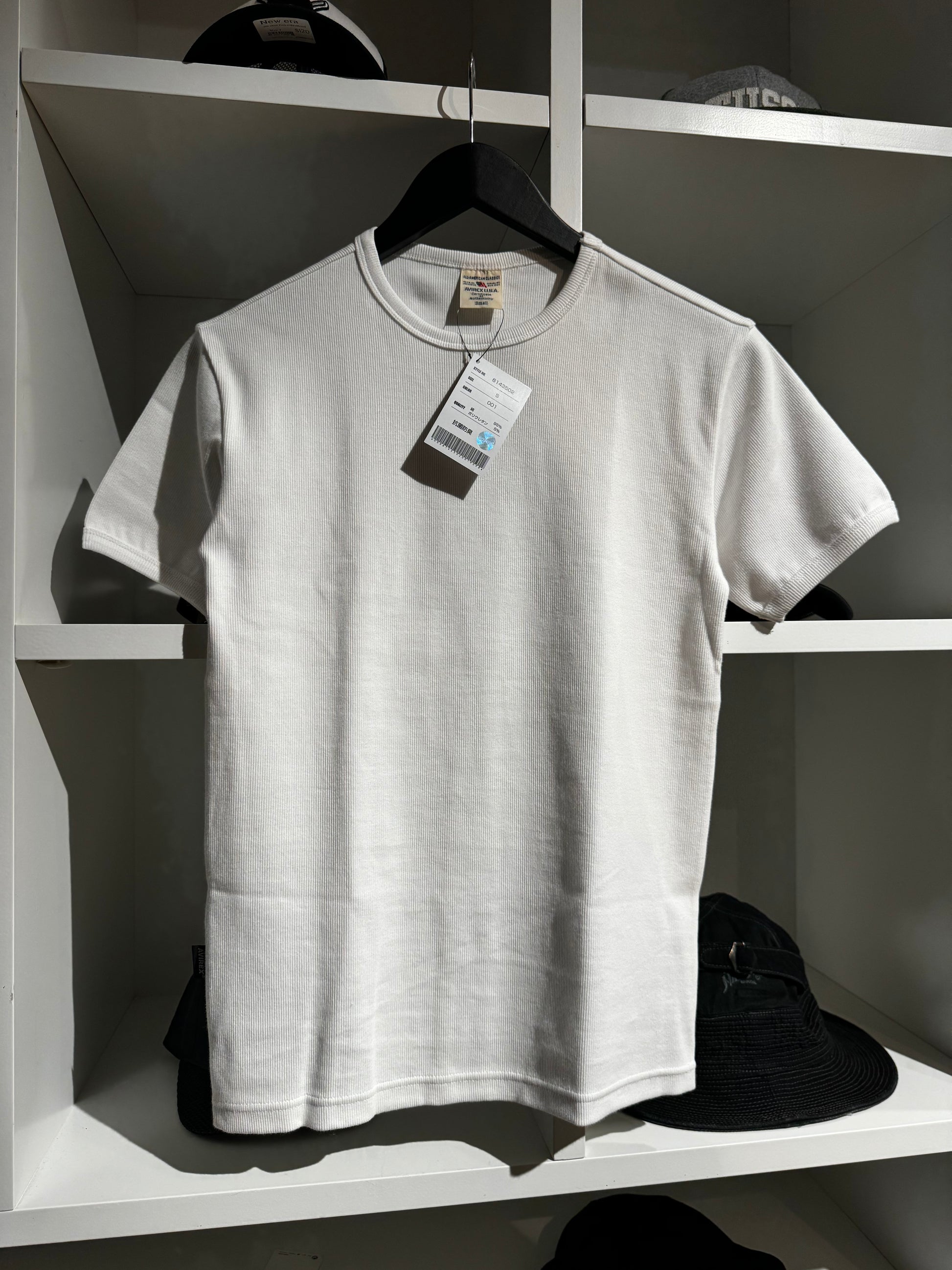 Avirex Ribbed White Short Sleeve