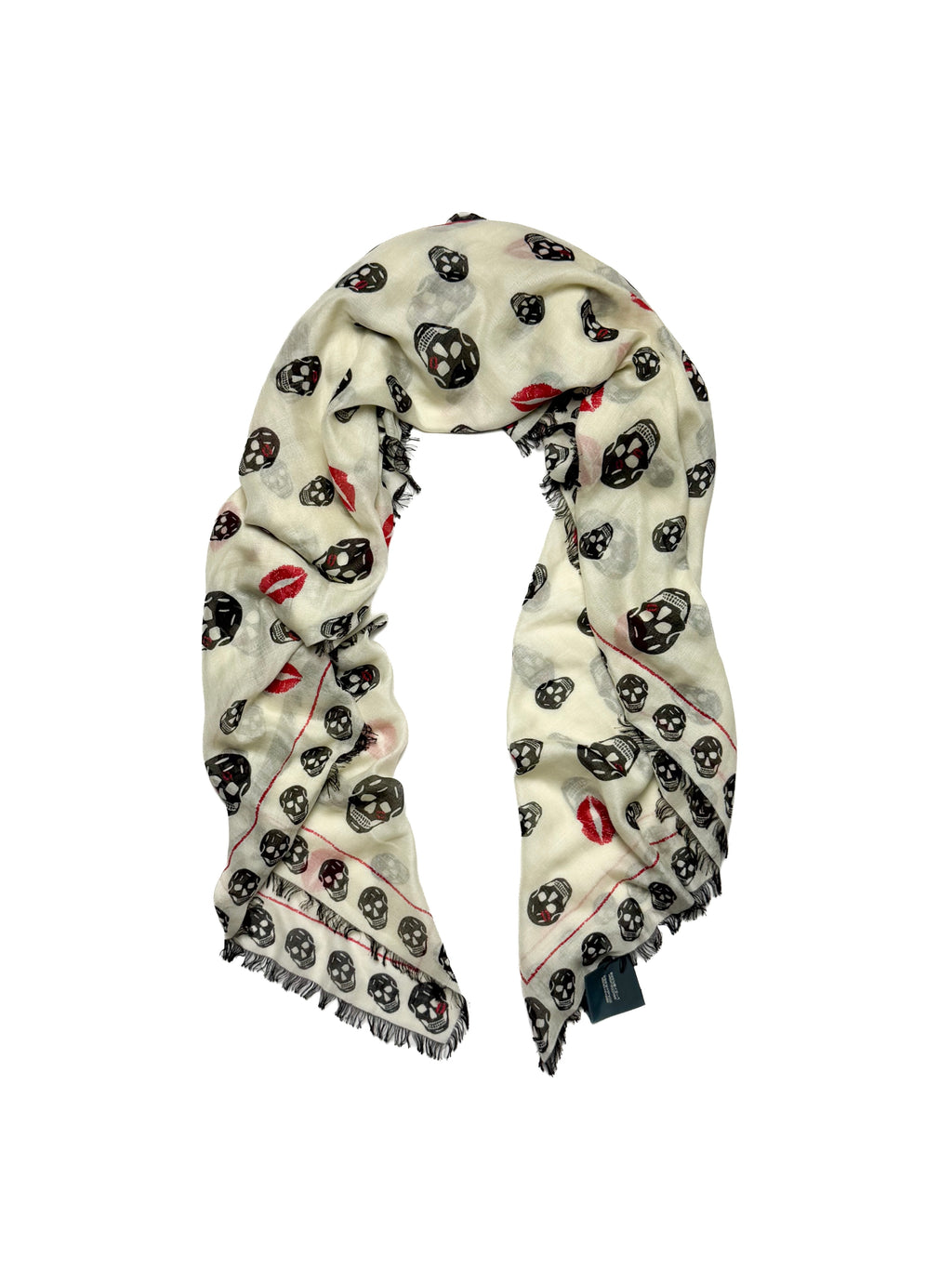 ALEXANDER MCQUEEN Skull Scarf Kiss White