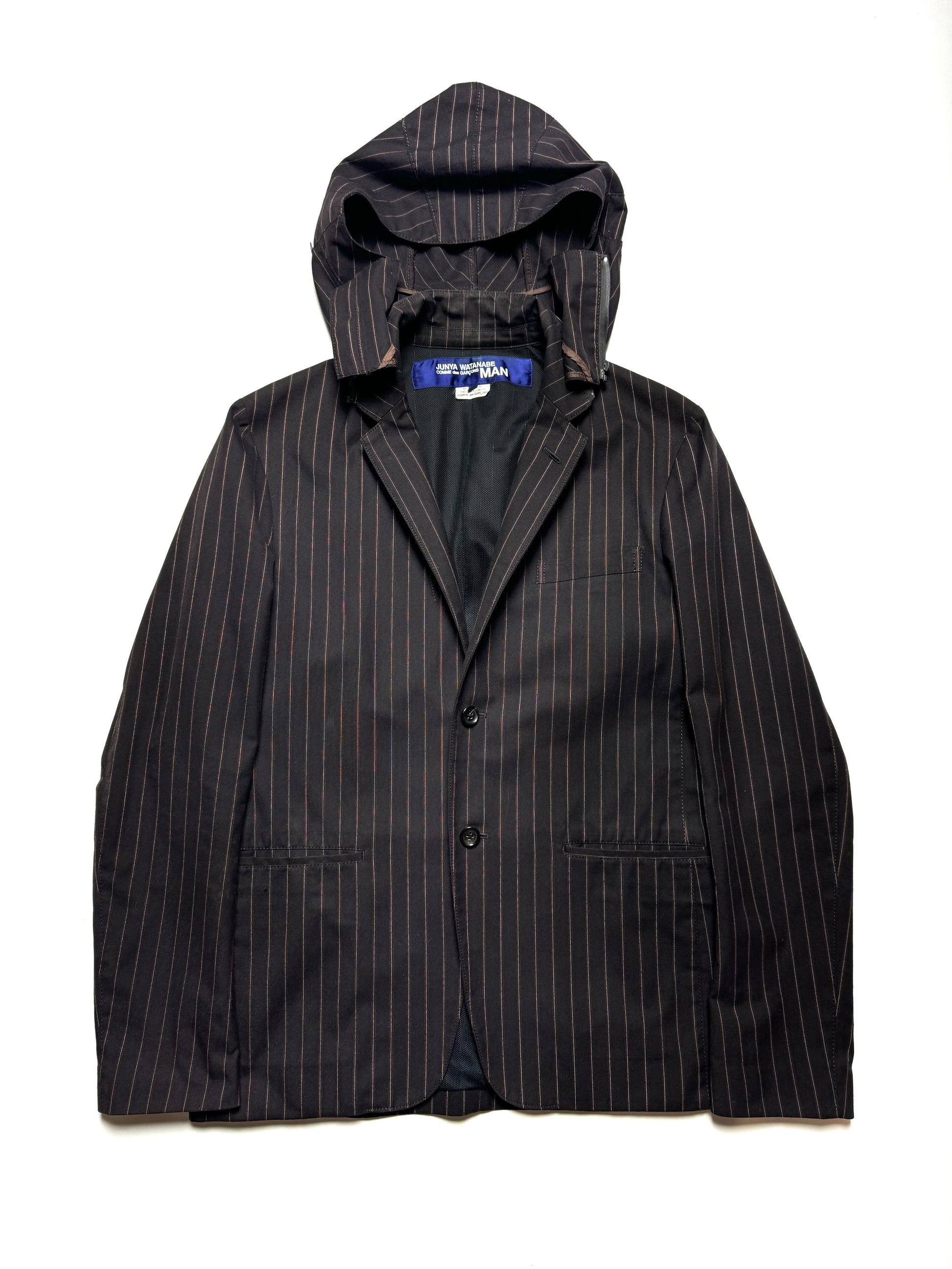 Comme des Garçons Junya Watanabe MAN Brown Stripe Suit Blazer Hooded Jacket