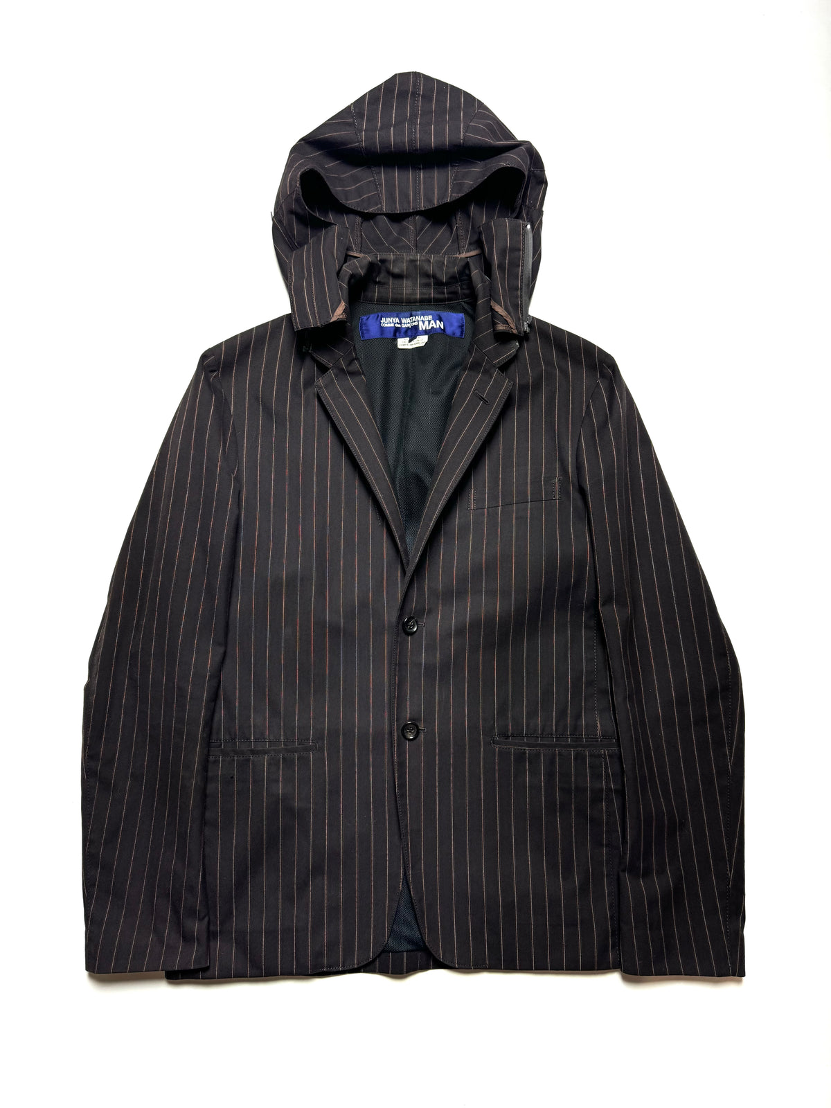Comme des Garçons Junya Watanabe MAN Brown Stripe Suit Blazer Hooded Jacket