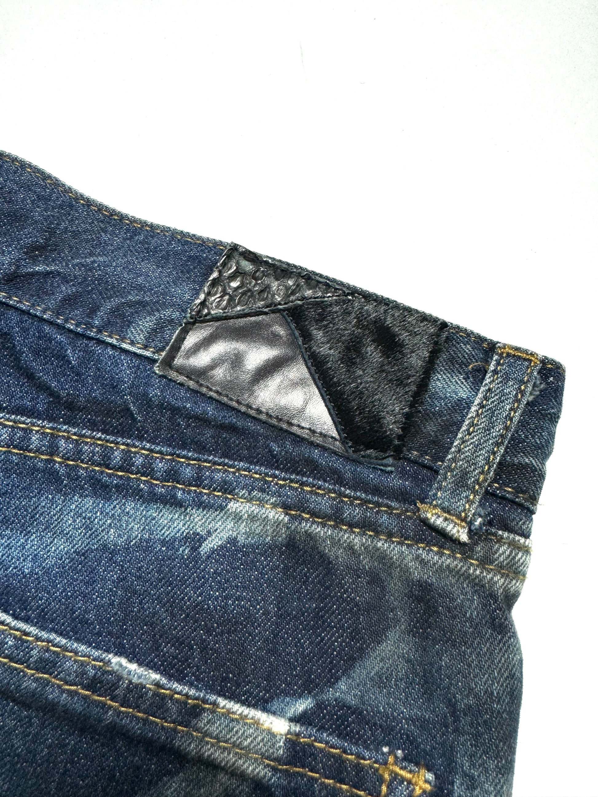 Fuga Distressed Flared Washed Denim Bootcut Jean 2000s