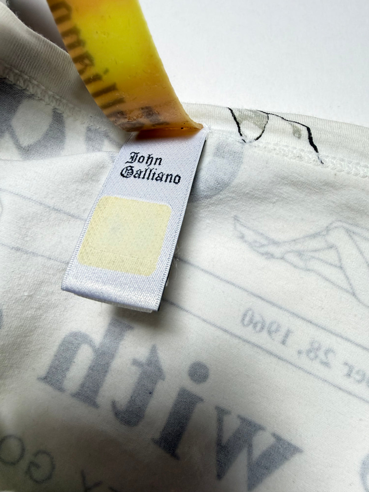 John Galliano 00s White Newspaper Long Sleeve