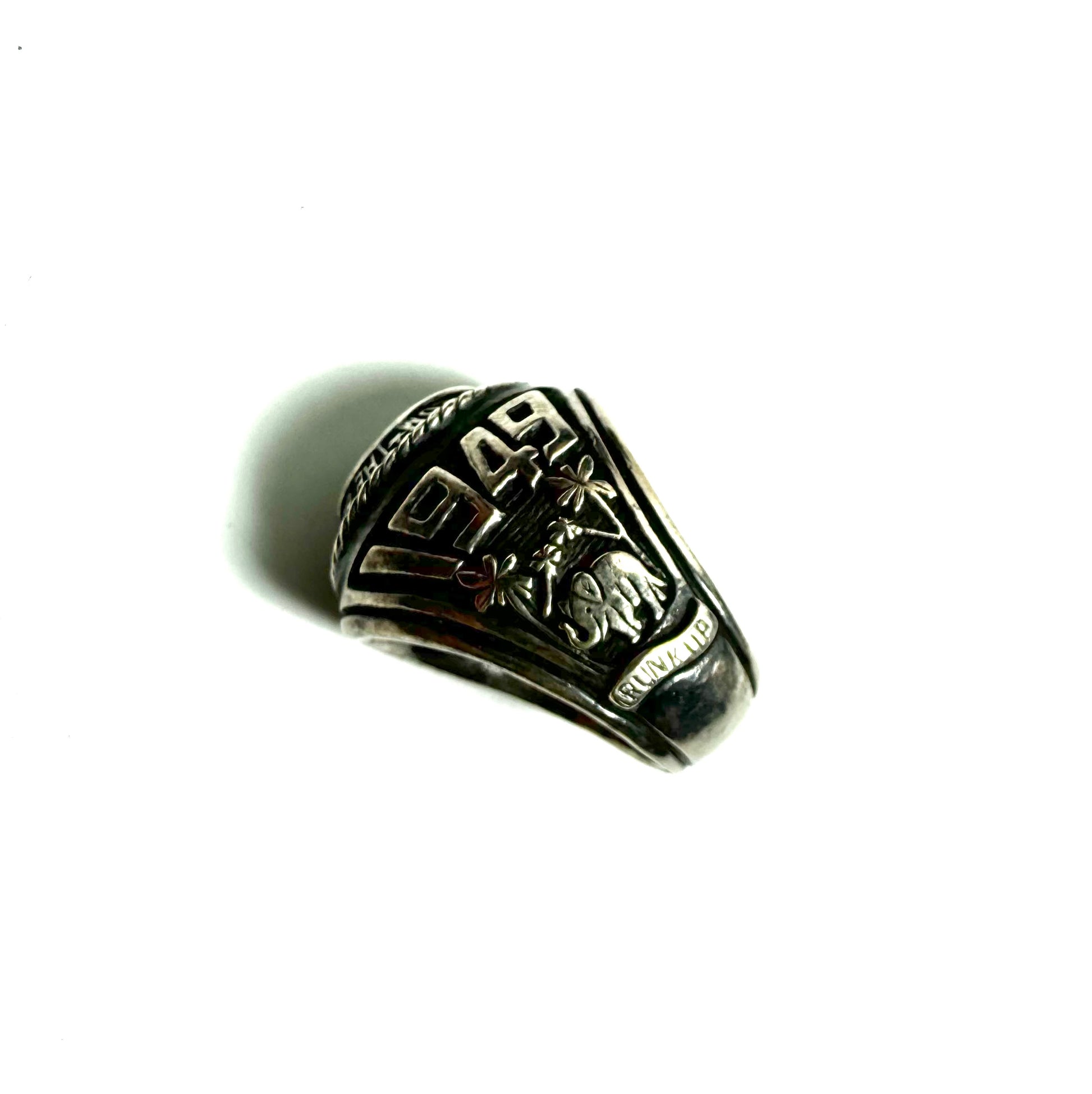 Kapital Silver Green Stone College Ring