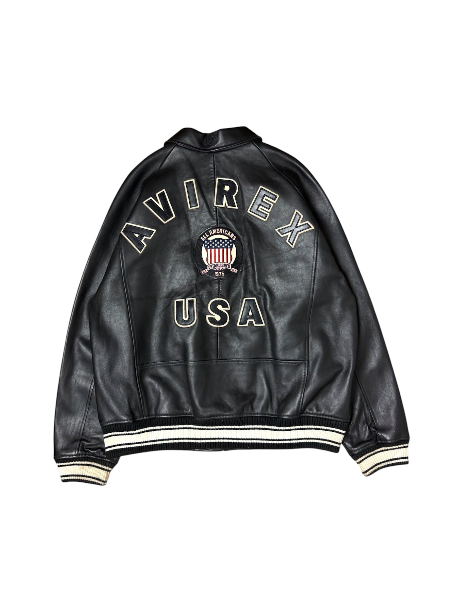 Avirex Black USA Leather Jacket