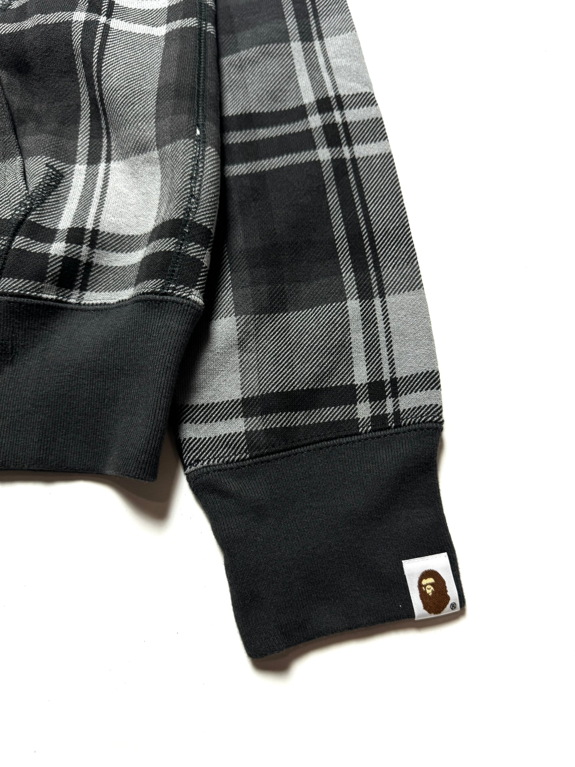 BAPE Dark Gray Check Plaid Full Zip Hoodie 2010s