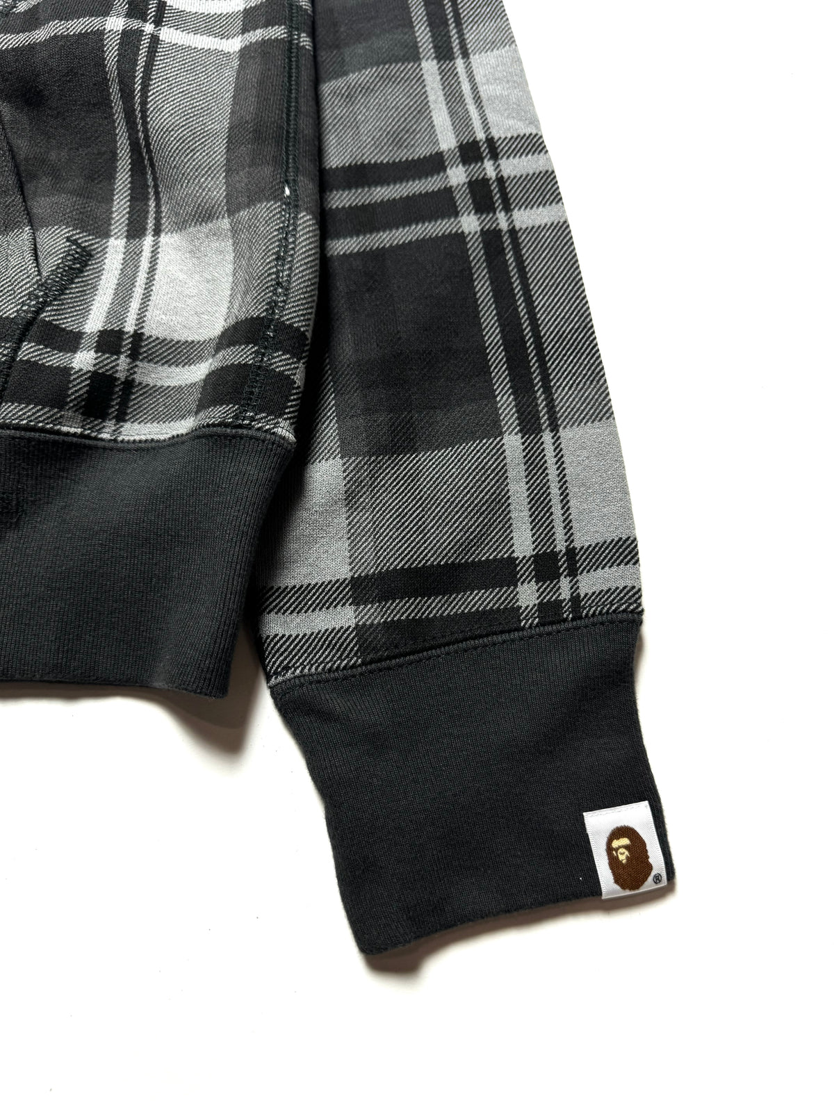 BAPE Dark Gray Check Plaid Full Zip Hoodie 2010s