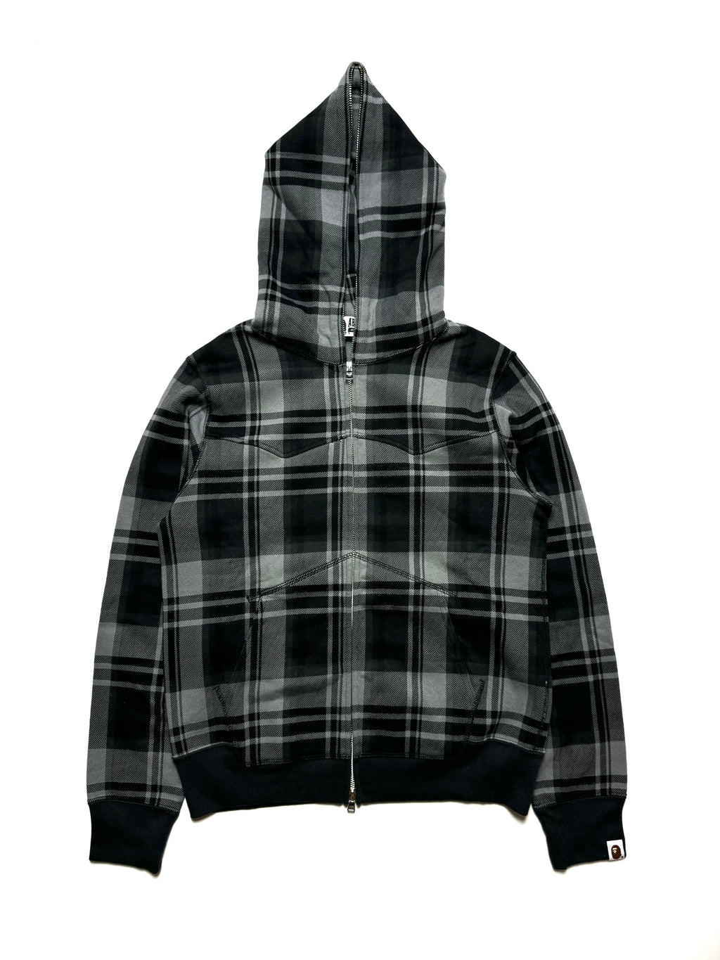 BAPE Dark Gray Check Plaid Full Zip Hoodie 2010s