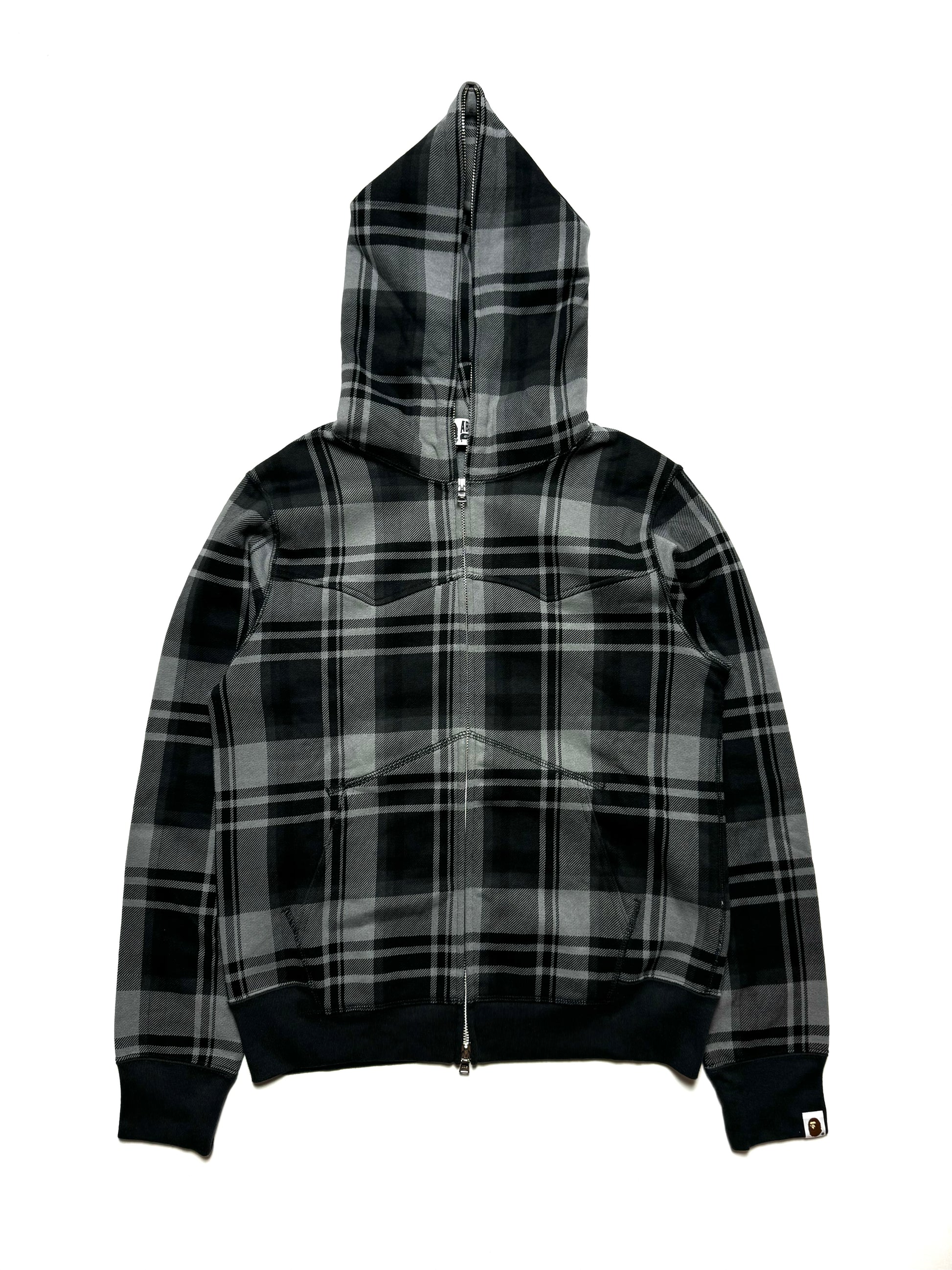BAPE Dark Gray Check Plaid Full Zip Hoodie 2010s