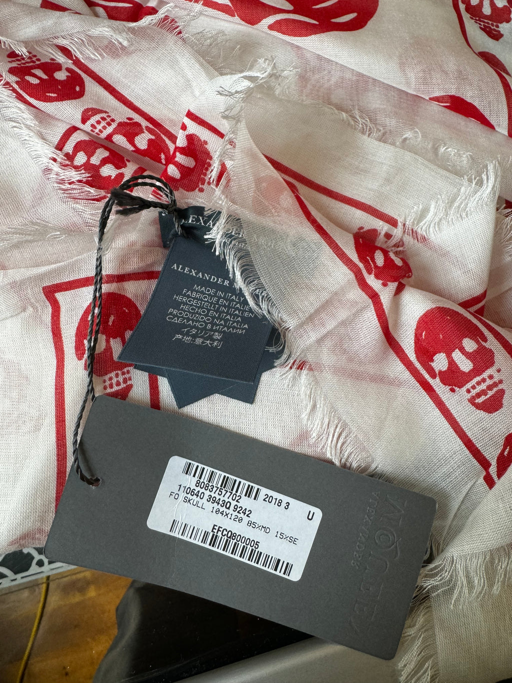 Alexander McQueen White Red  Skull Scarf