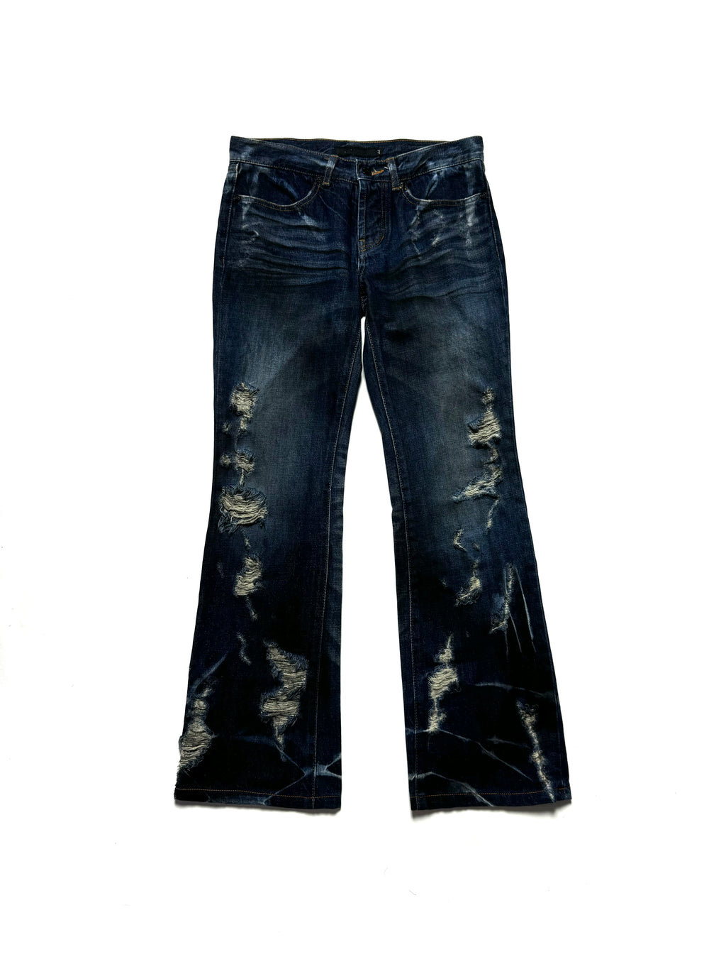 Fuga Distressed Flared Washed Denim Bootcut Jean 2000s
