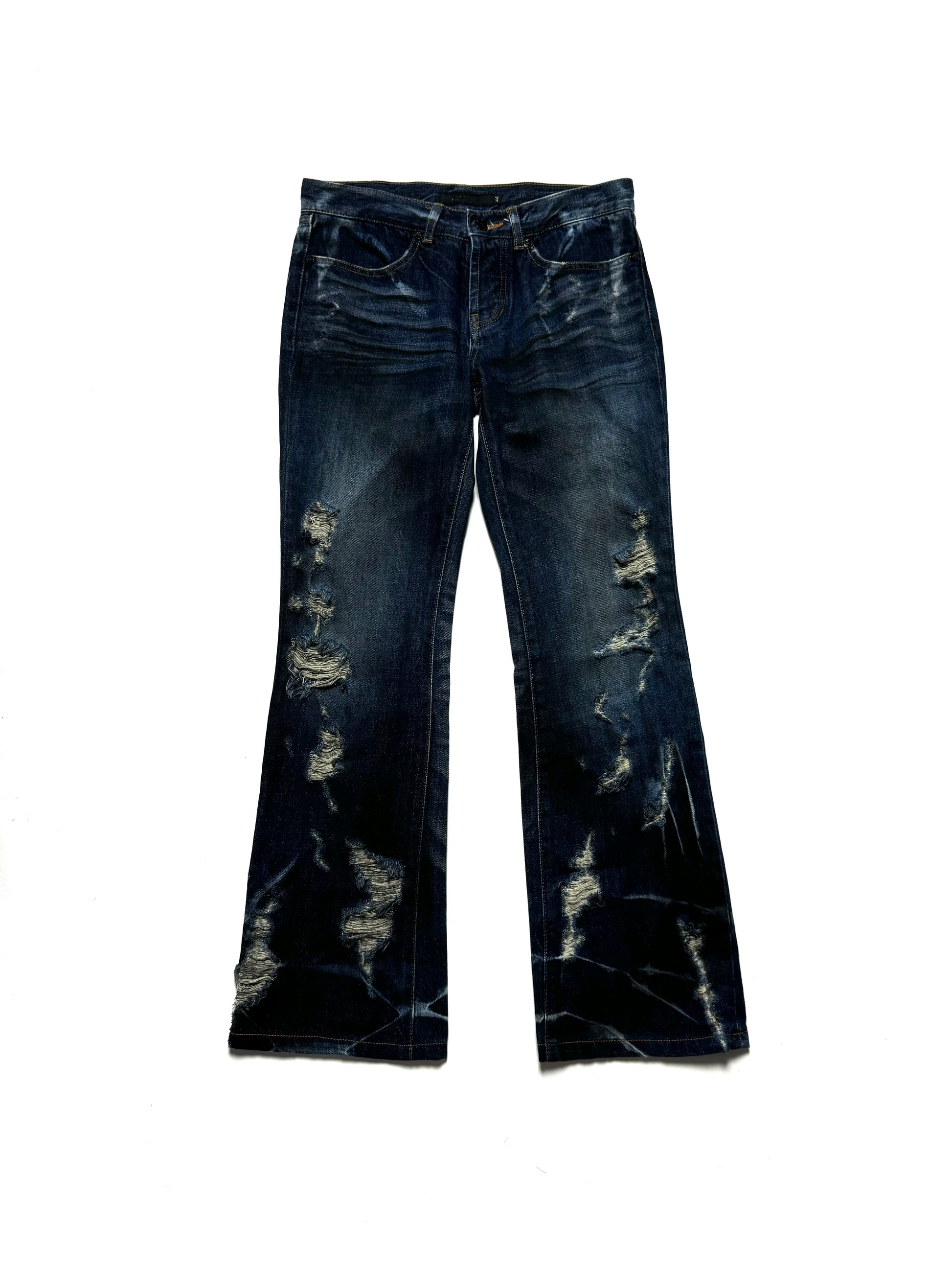 Fuga Distressed Flared Washed Denim Bootcut Jean 2000s