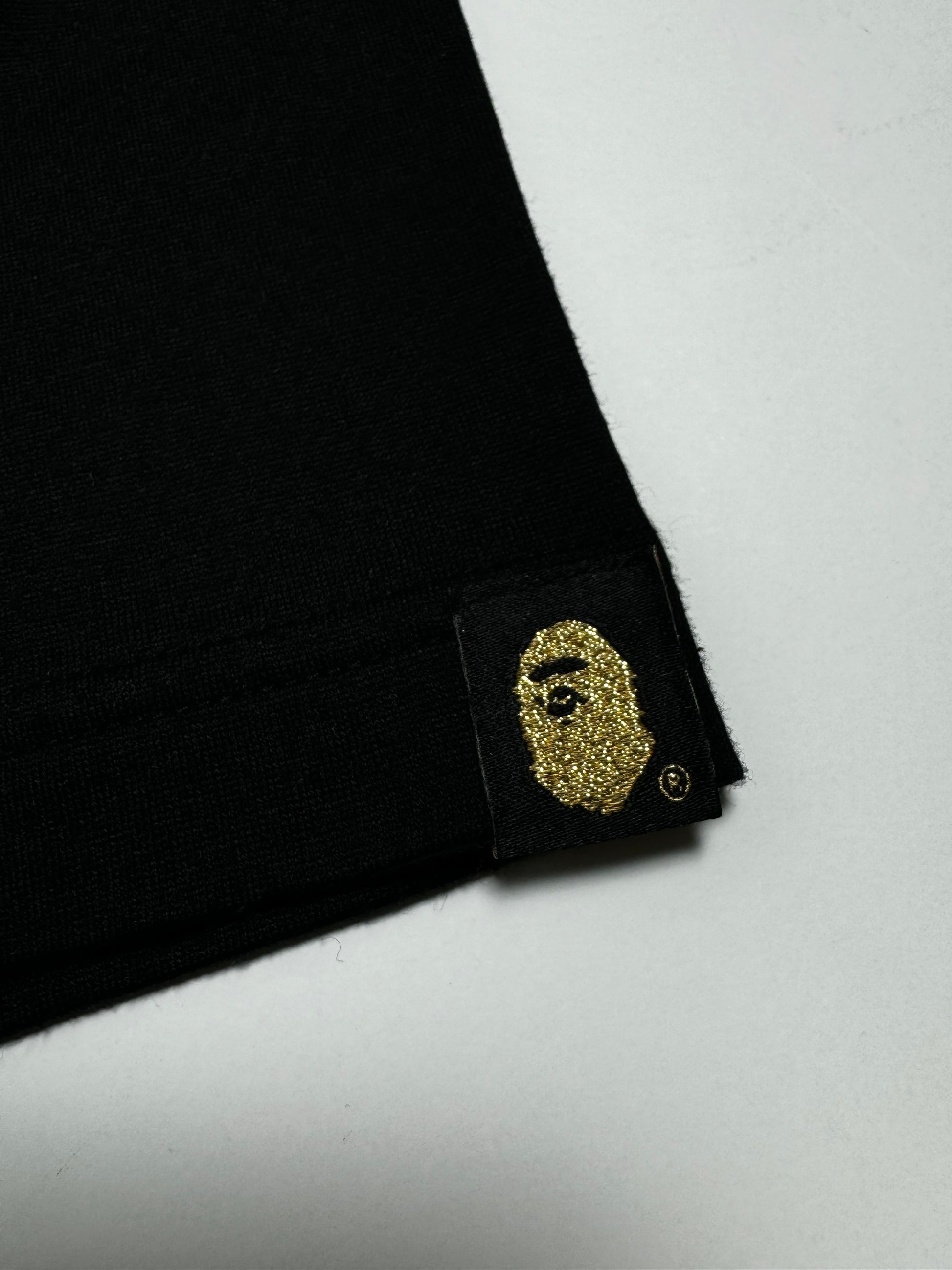 BAPE Black Gold Line OG Gothic Font College Tee 2009