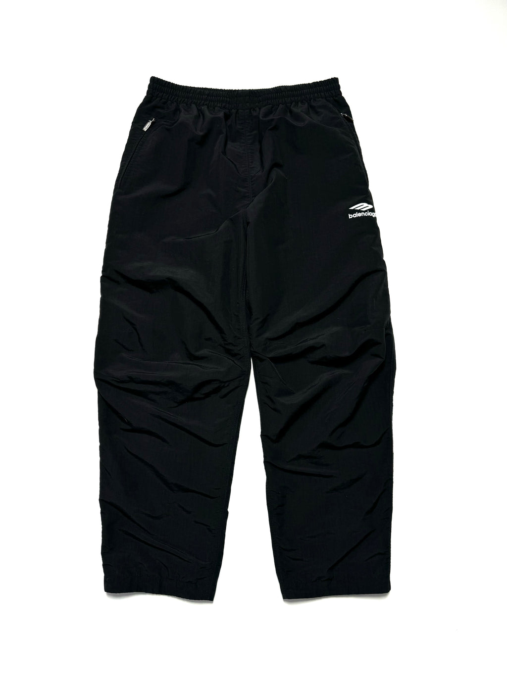 Balenciaga Unifit Sporty B Logo Track Black Nylon Pant