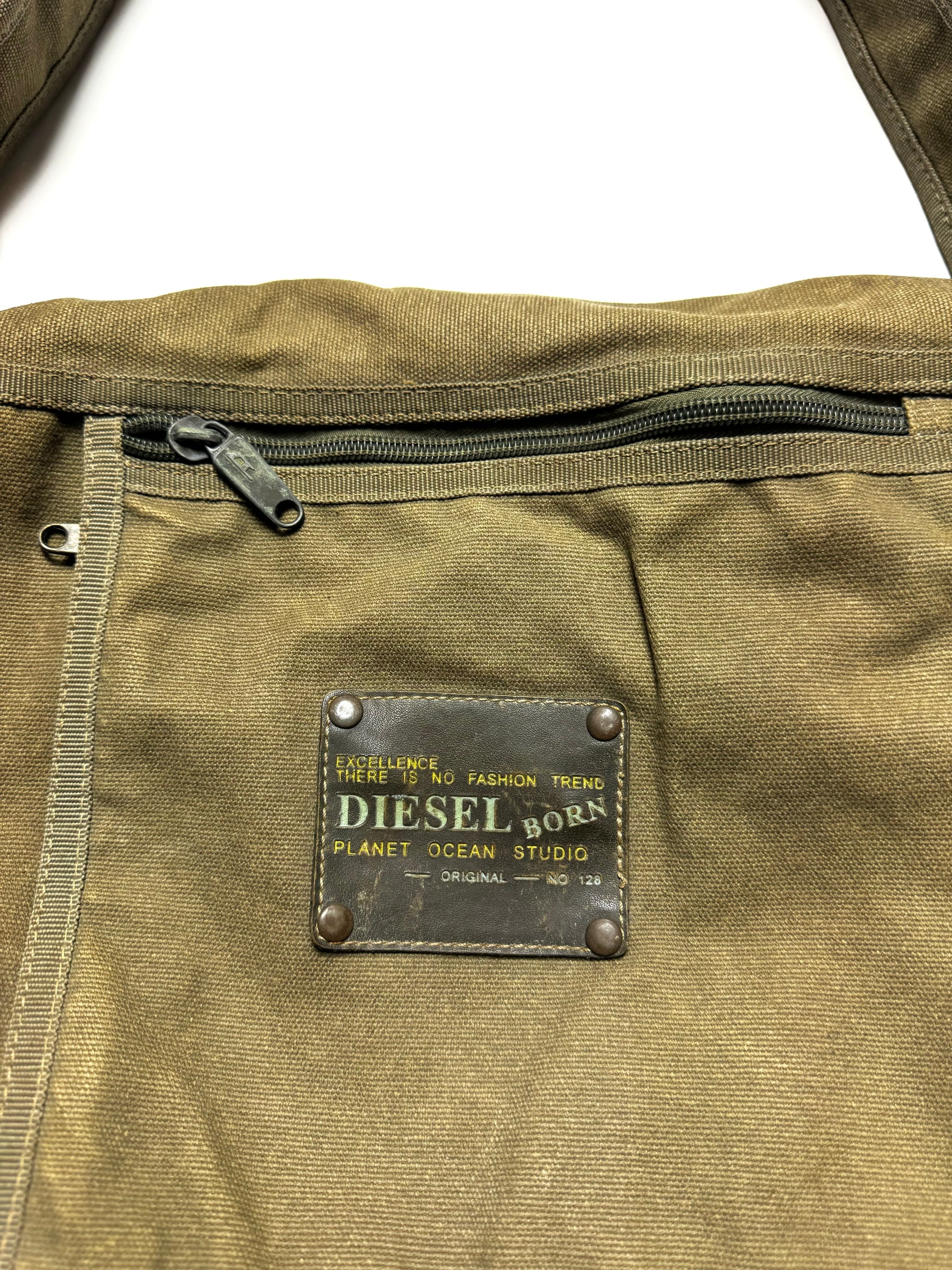 Diesel Spare Parts Line Olive Green Cross Messenger Bag 90s