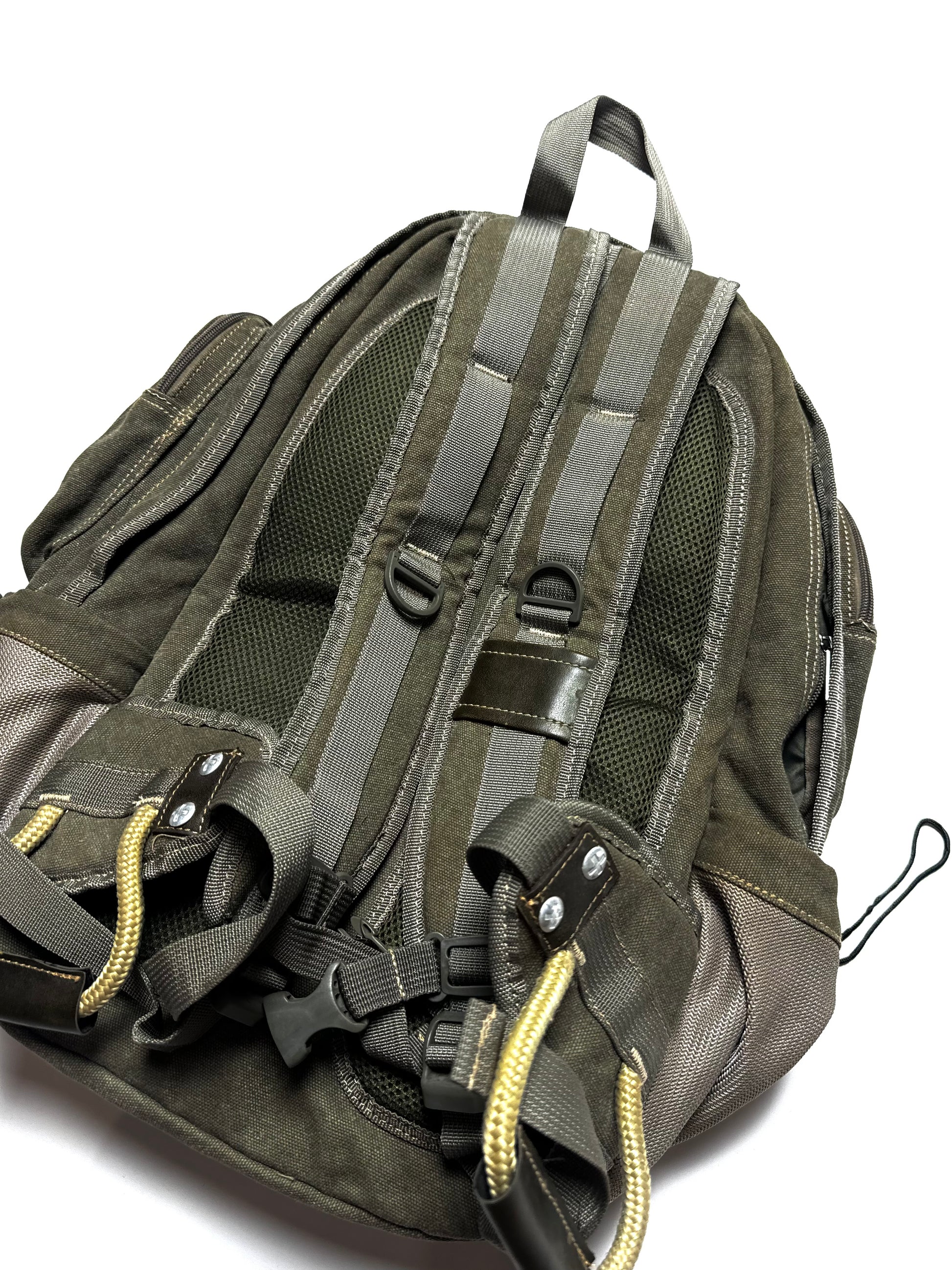 Diesel Spare Parts Line Multi-Pocket Military Army Leather Backpack 90s
