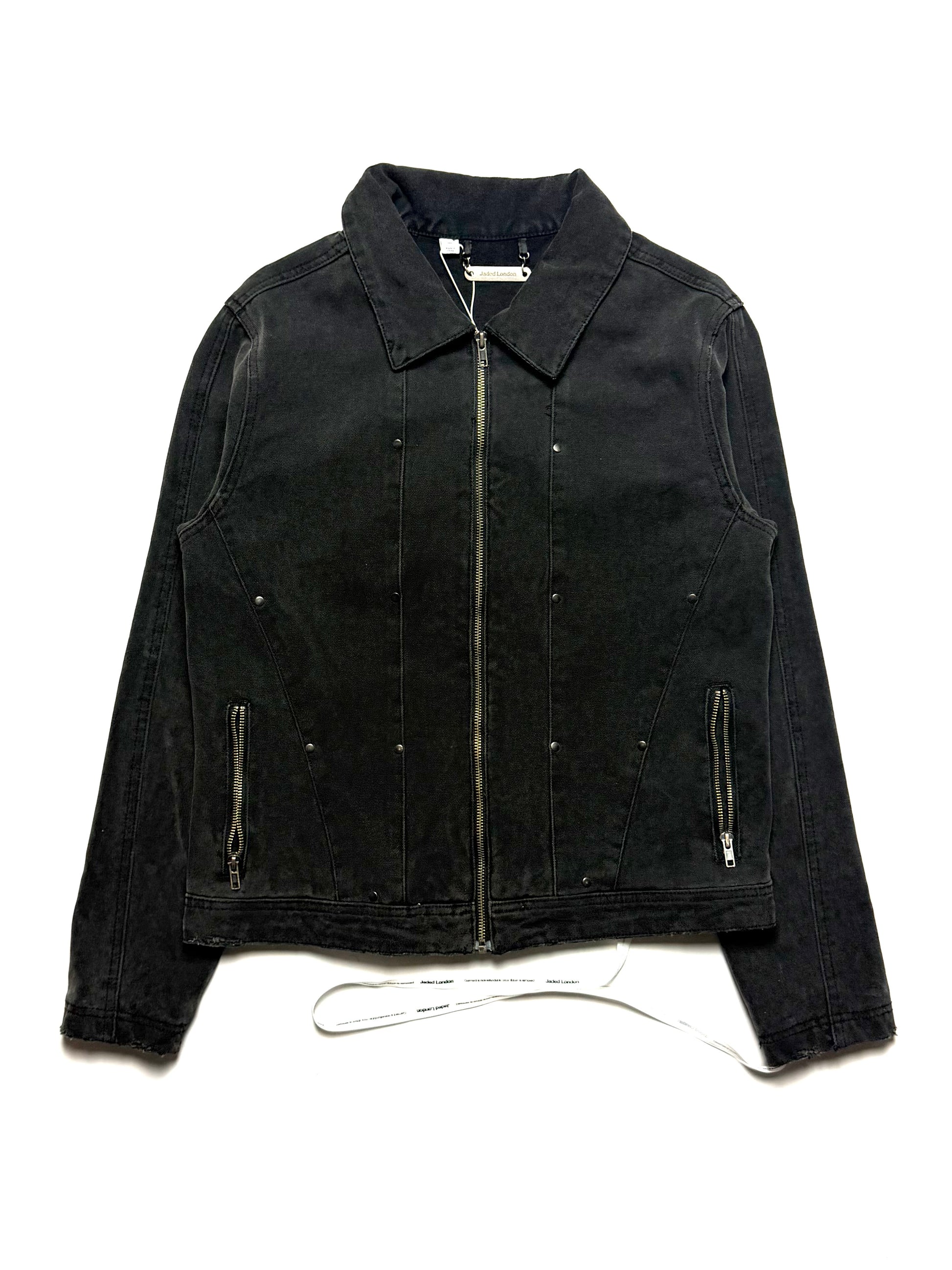 JADED LONDON Black Studded Canvas Biker Jacket