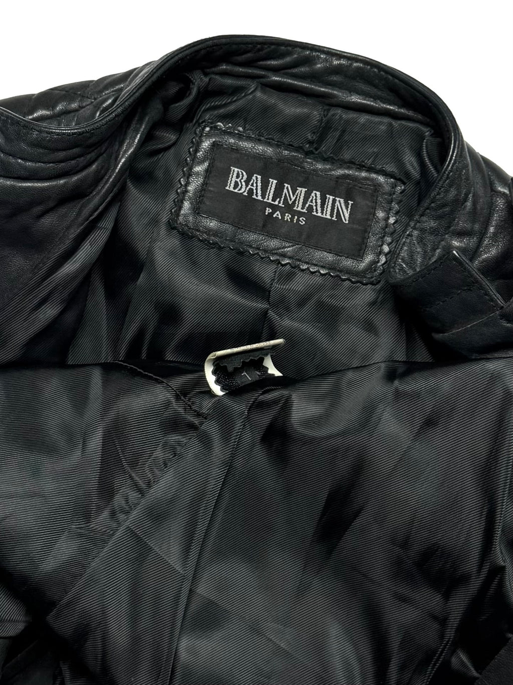 BALMAIN Leather Biker Coat