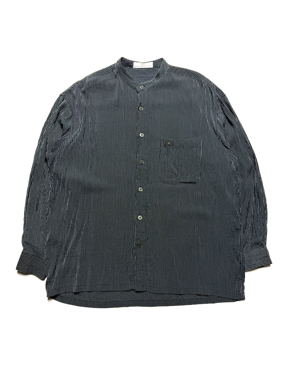 Balenciaga Stripe Collarless Shirt 90s
