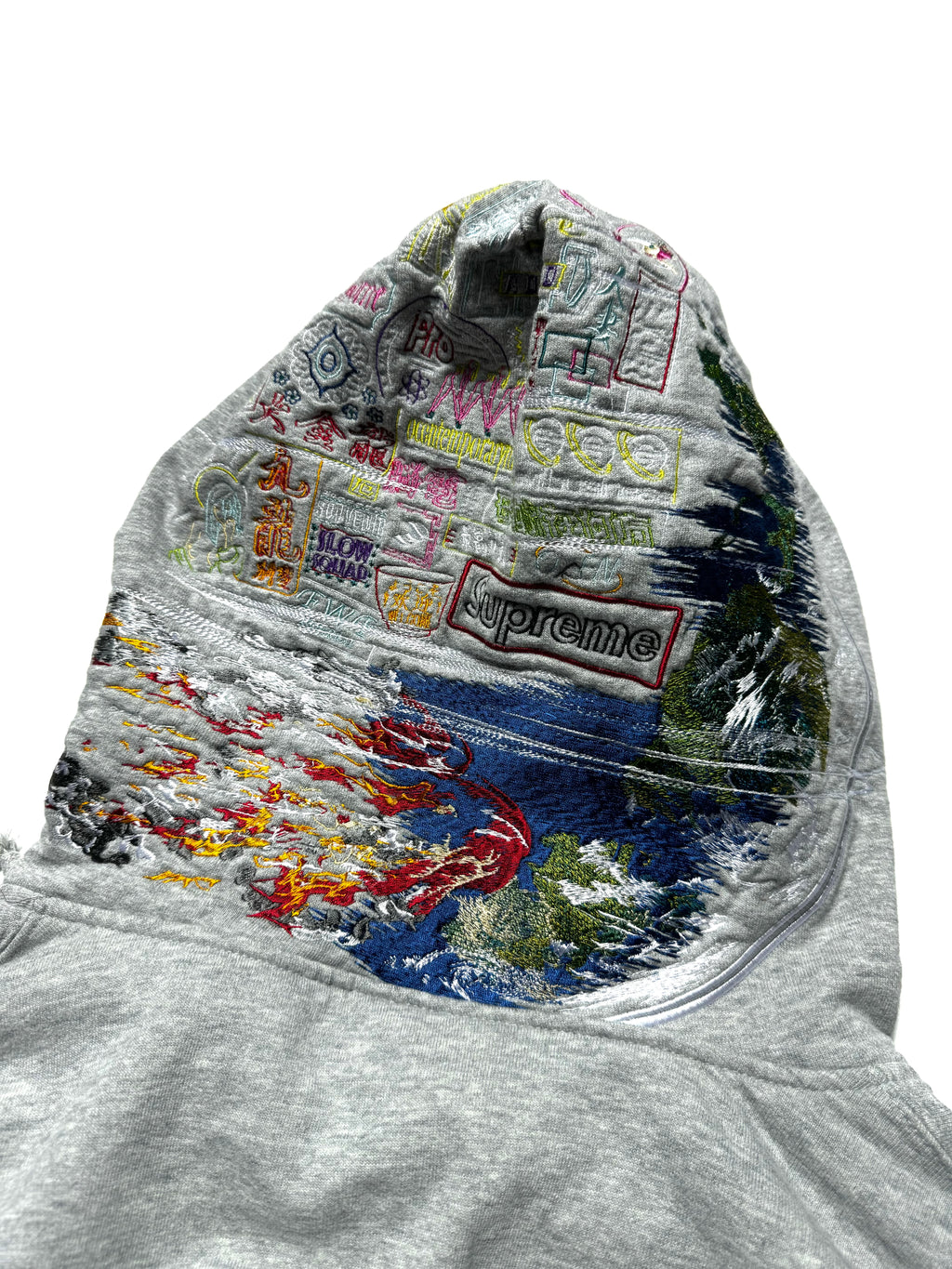 Supreme  Globe Embroidery  Zip up Hoodie FW2020